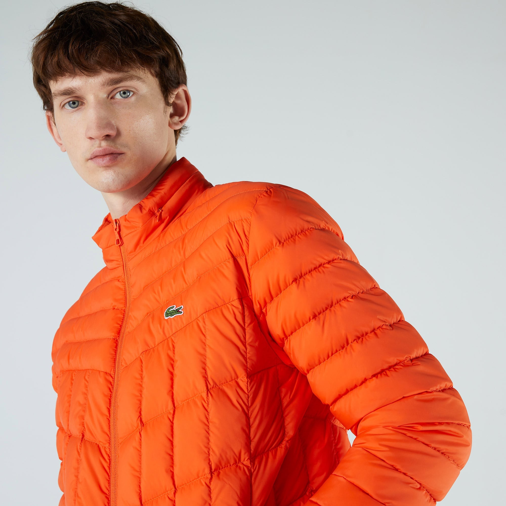 Lacoste Erkek Kapüşonlu Kapitone Turuncu Mont