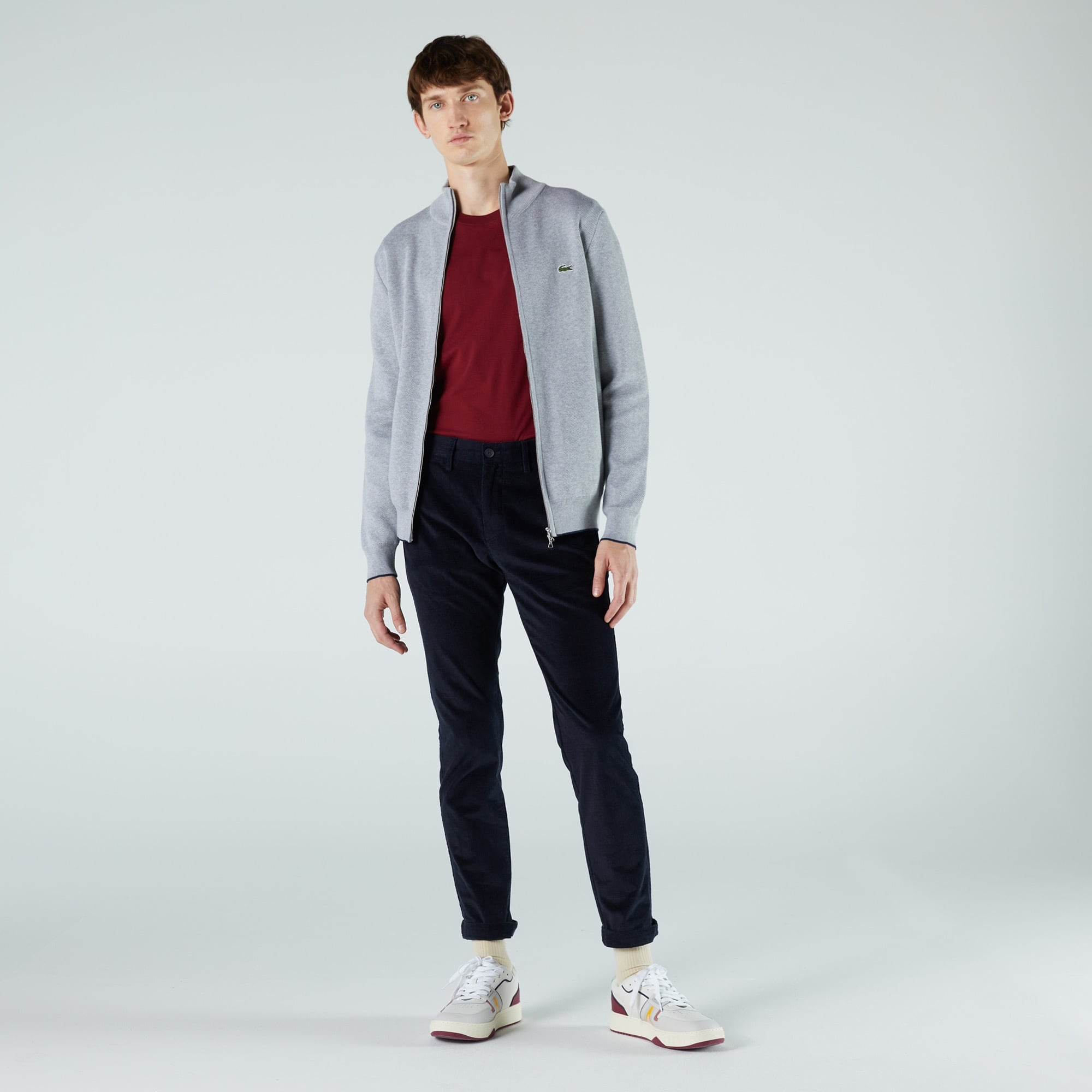 Lacoste Erkek Fermuarlı Gri Hırka