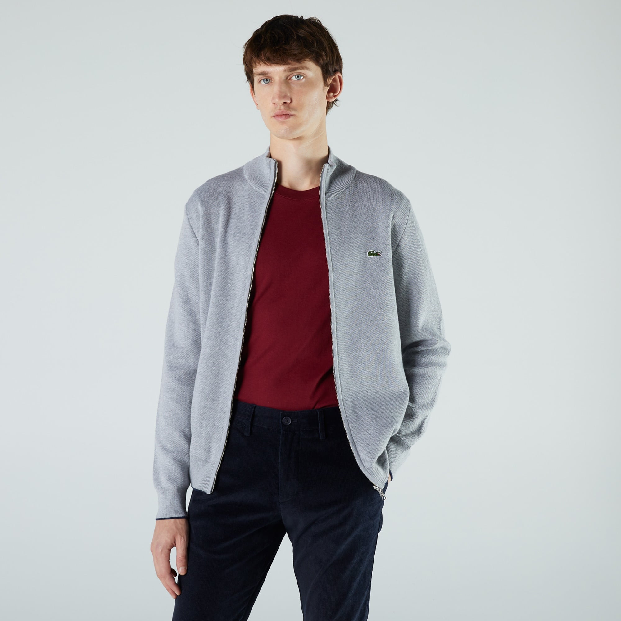 Lacoste Erkek Fermuarlı Gri Hırka