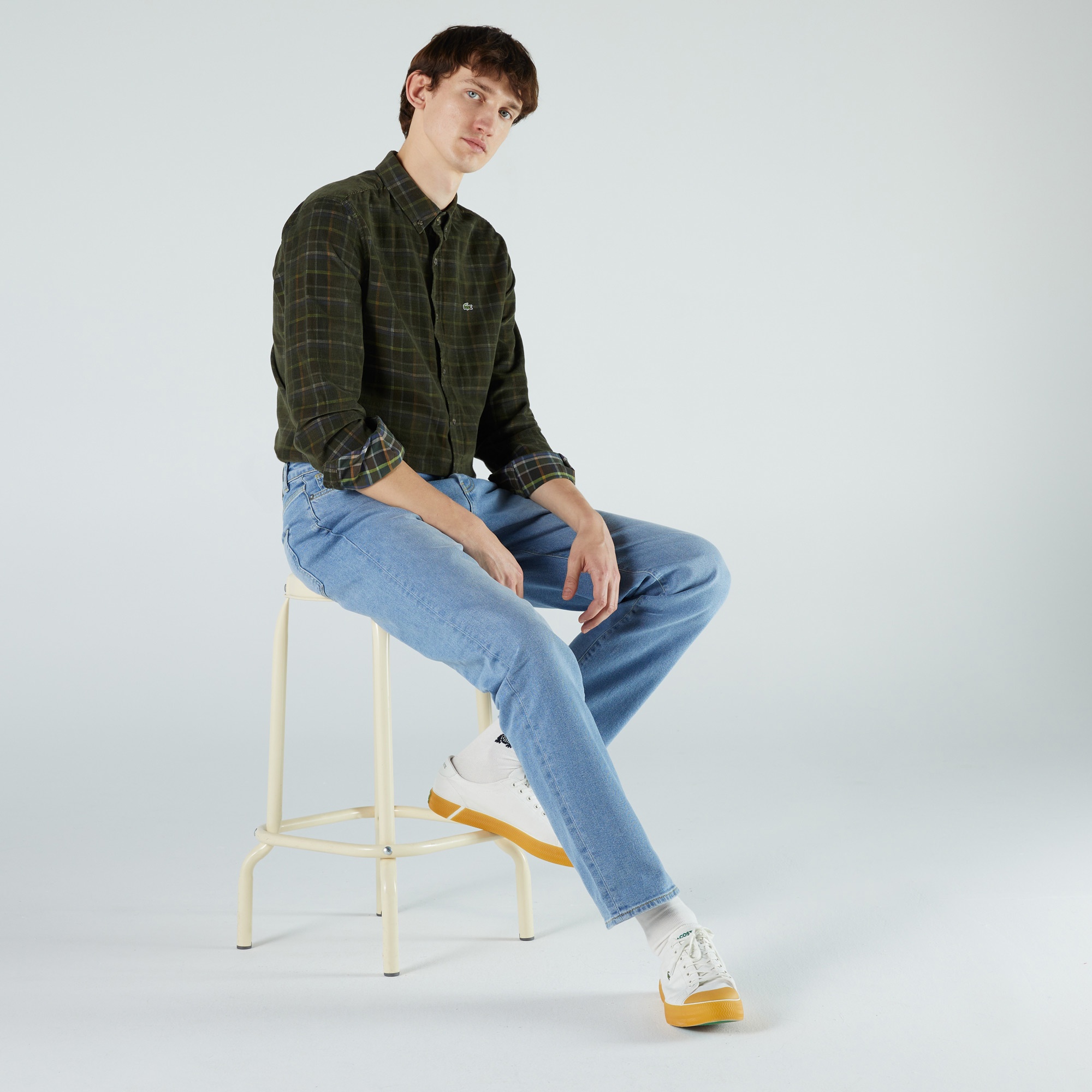 Lacoste Erkek Slim Fit Ekose Yeşil Gömlek