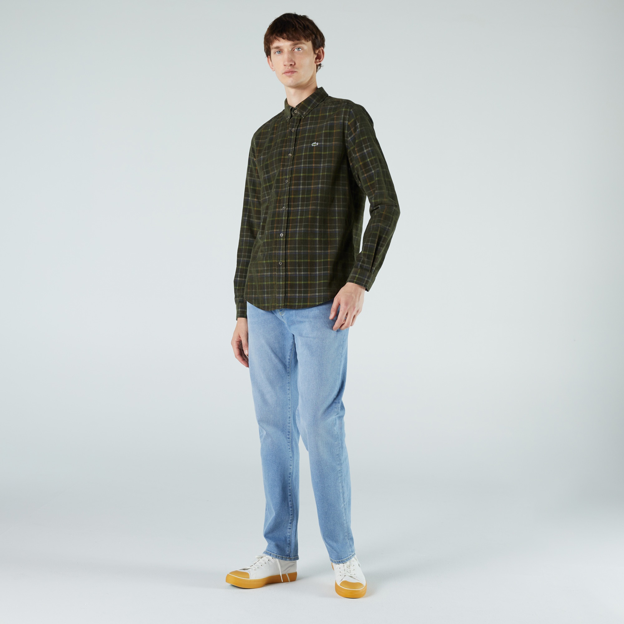 Lacoste Erkek Slim Fit Ekose Yeşil Gömlek