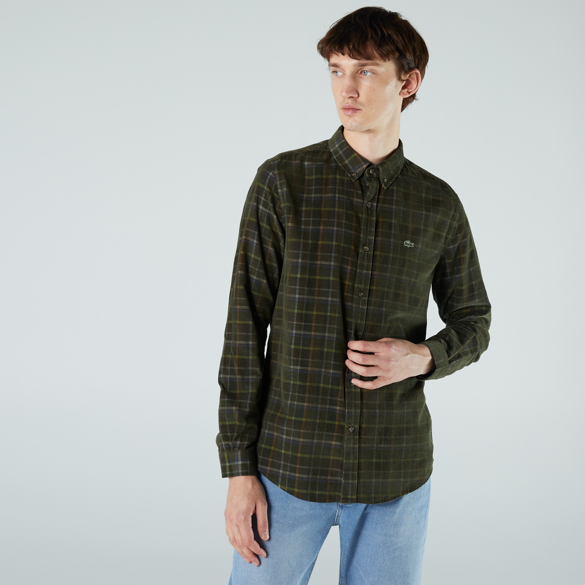 Lacoste Erkek Slim Fit Ekose Yeşil Gömlek