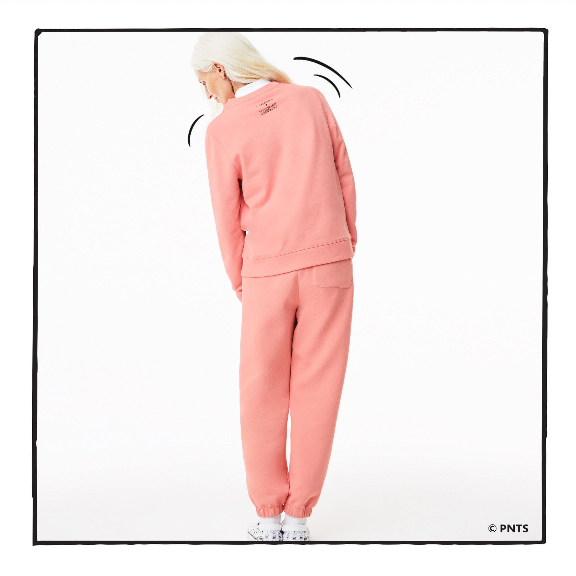 Lacoste X Peanuts Kadın Regular Fit Bisiklet Yaka Baskılı Pembe Sweatshirt