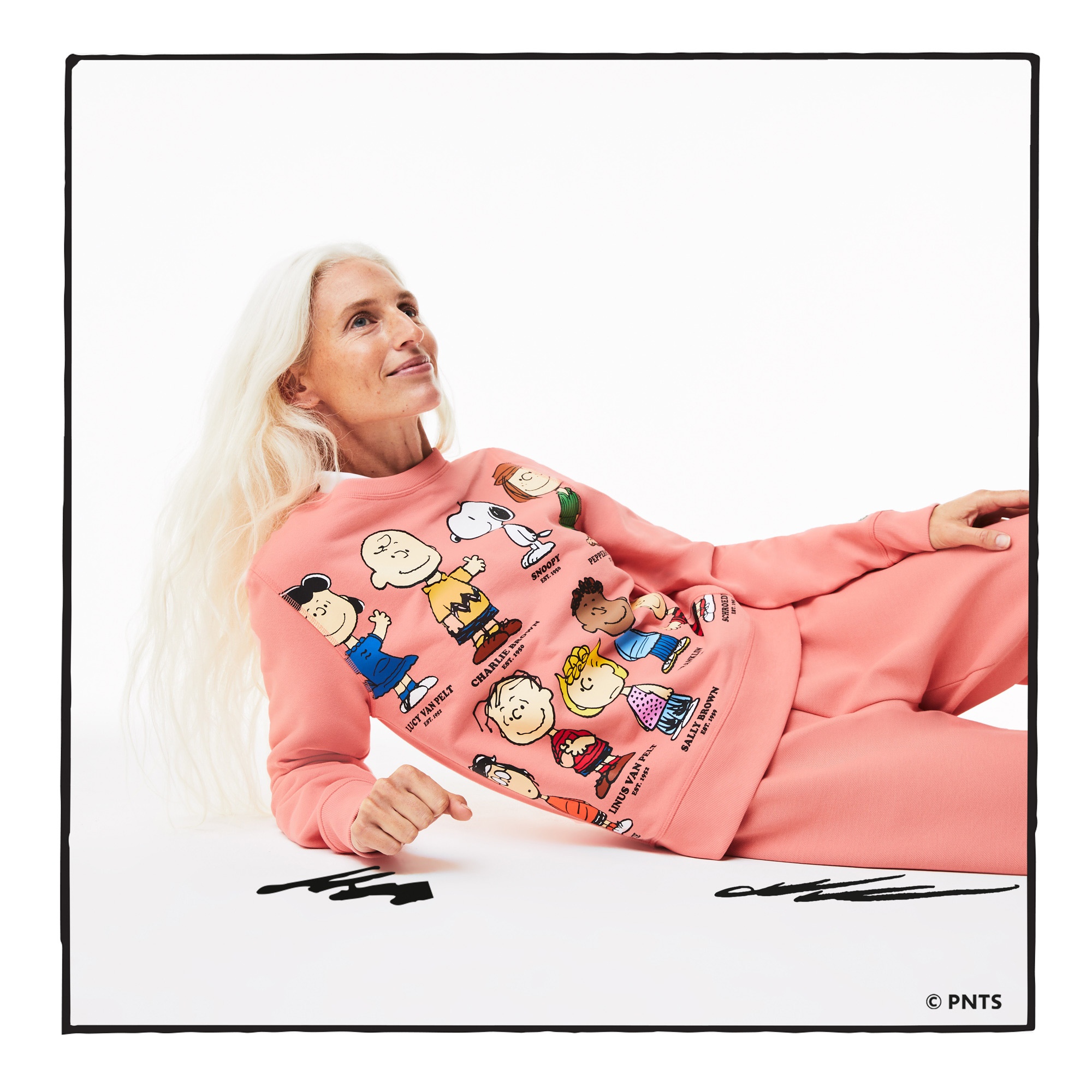 Lacoste X Peanuts Kadın Regular Fit Bisiklet Yaka Baskılı Pembe Sweatshirt