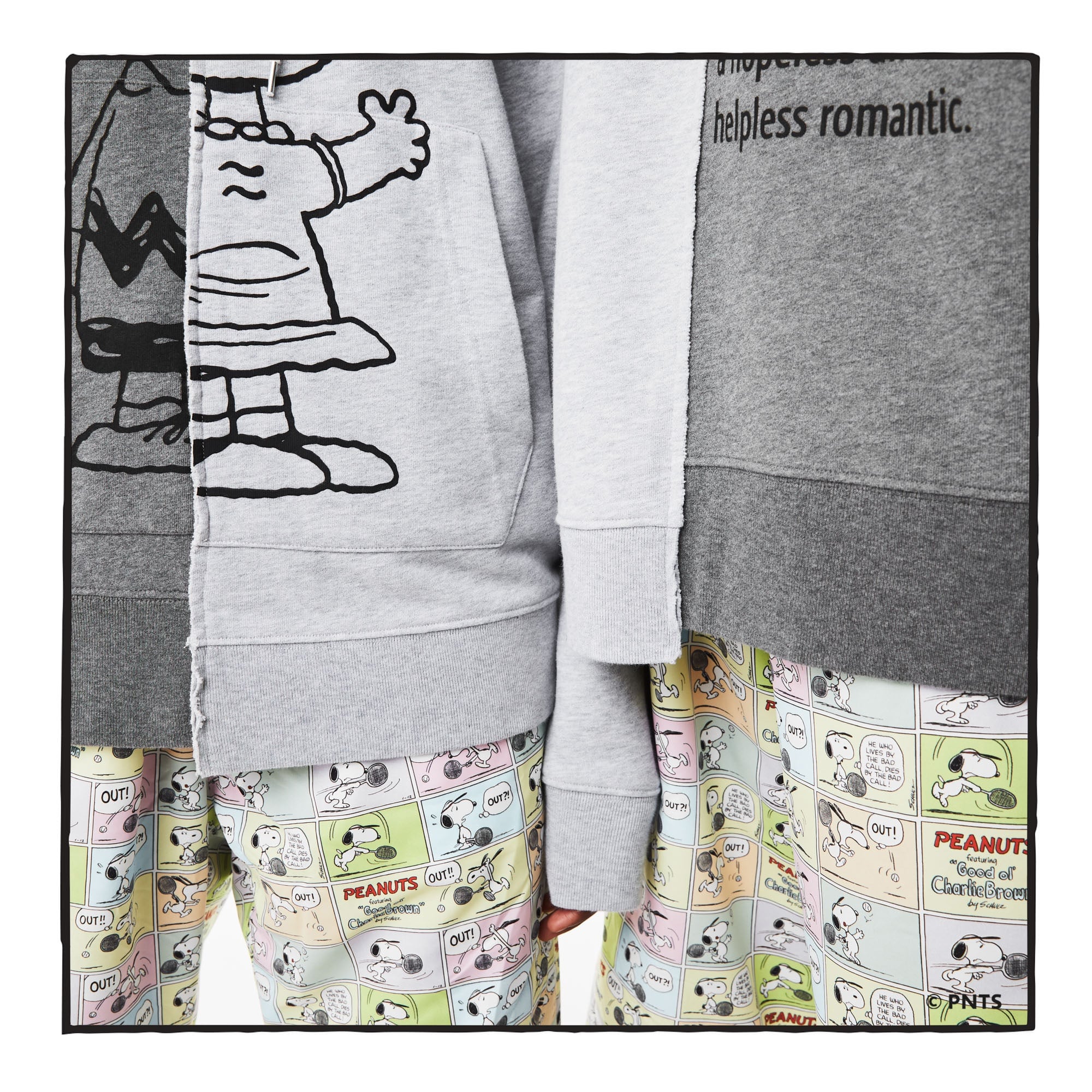 Lacoste X Peanuts Unisex Loose Fit Kapüşonlu Desenli Gri Sweatshirt