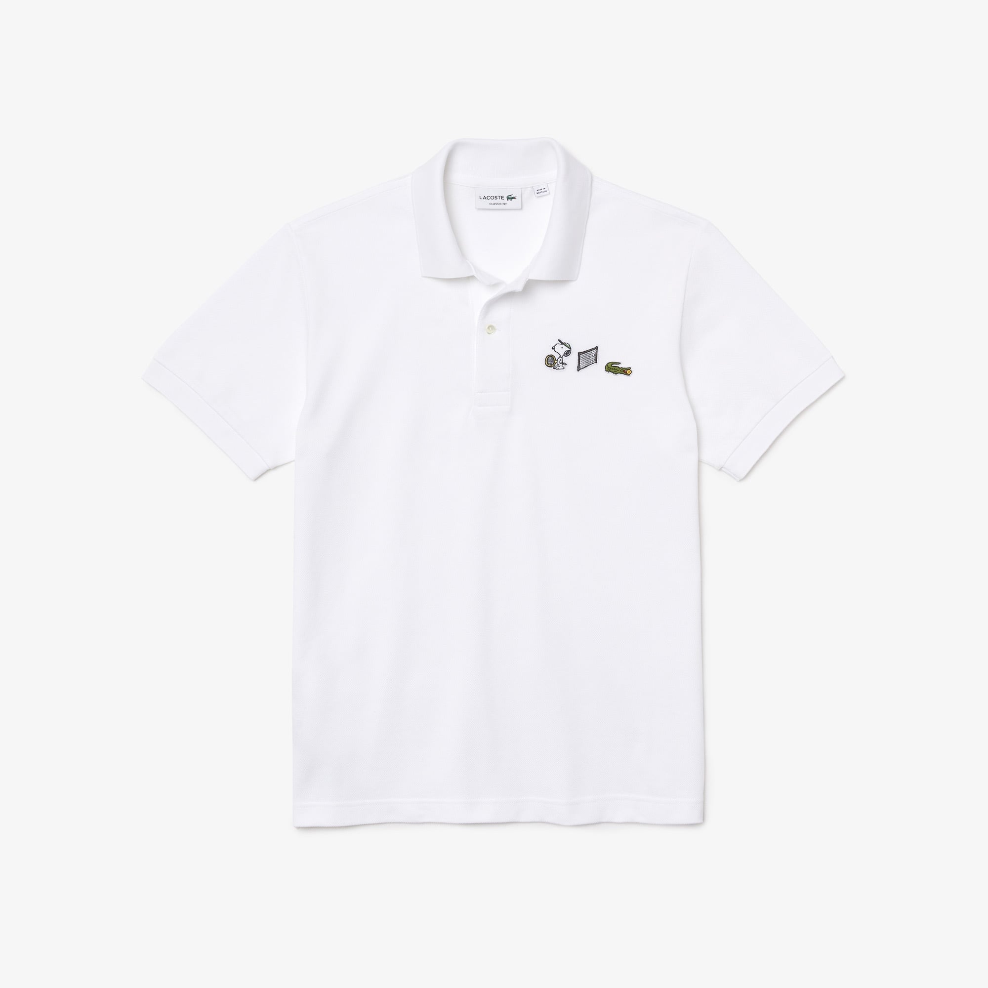 Lacoste X Peanuts Erkek Relaxed Fit Desenli Beyaz Polo