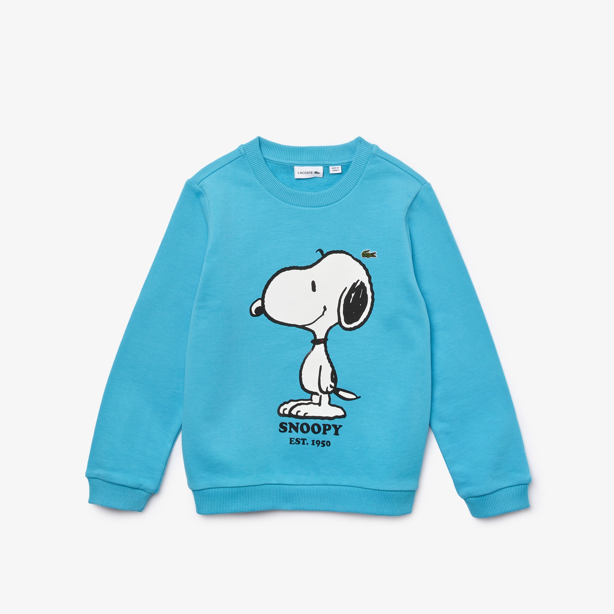 Lacoste X Peanuts Erkek Çocuk Bisiklet Yaka Baskılı Mavi Sweatshirt