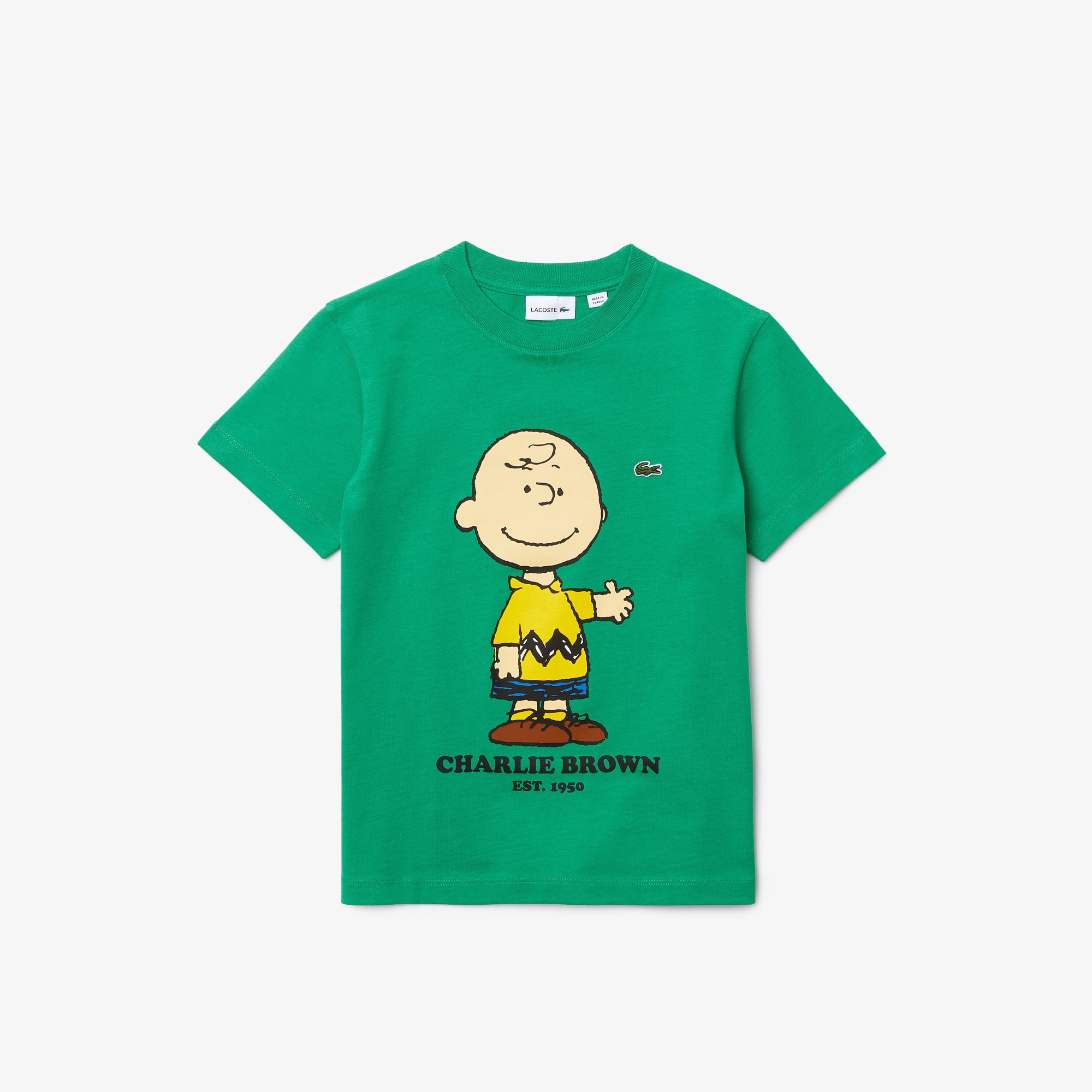Lacoste X Peanuts Erkek Çocuk Bisiklet Yaka Baskılı Yeşil T-Shirt