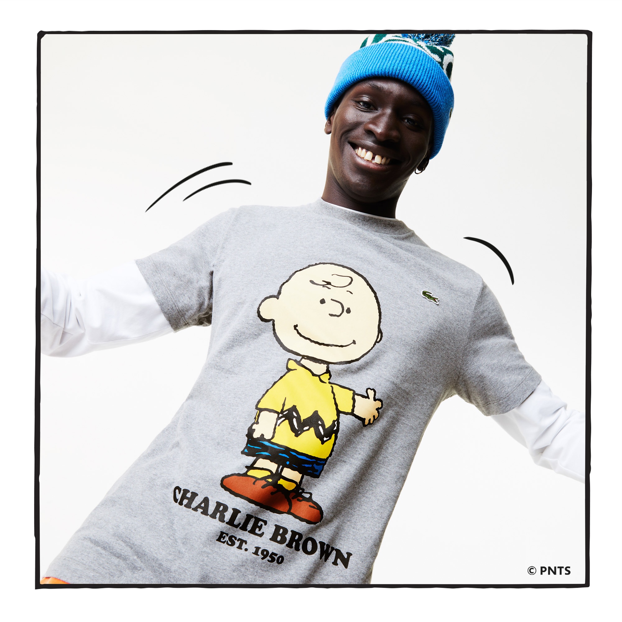 Lacoste X Peanuts Erkek Regular Fit Bisiklet Yaka Baskılı Gri T-Shirt