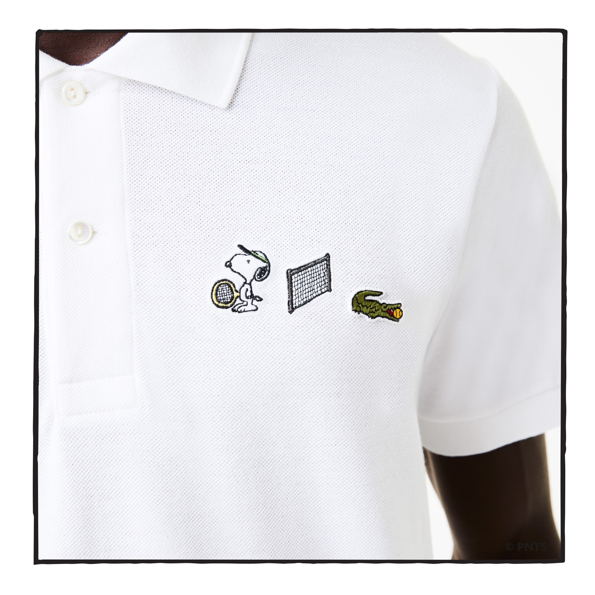 Lacoste X Peanuts Erkek Relaxed Fit Desenli Beyaz Polo