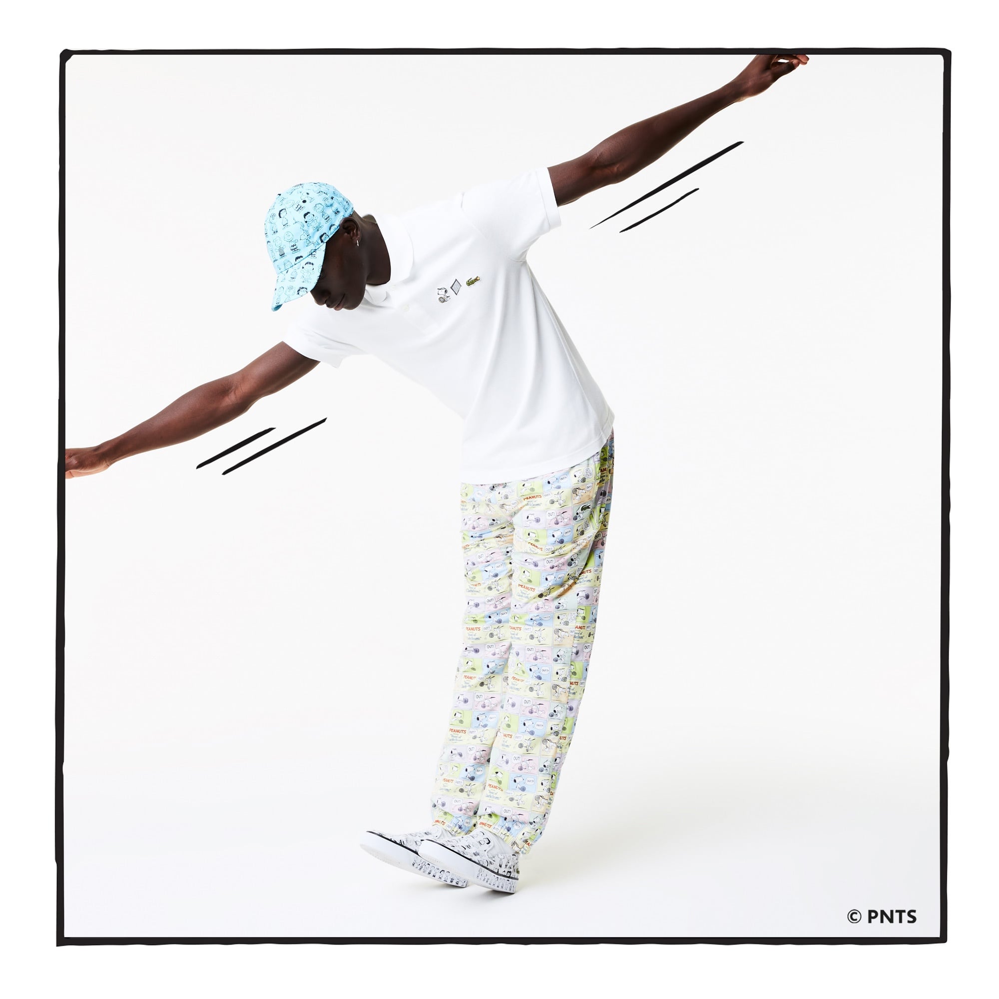 Lacoste X Peanuts Erkek Relaxed Fit Desenli Beyaz Polo