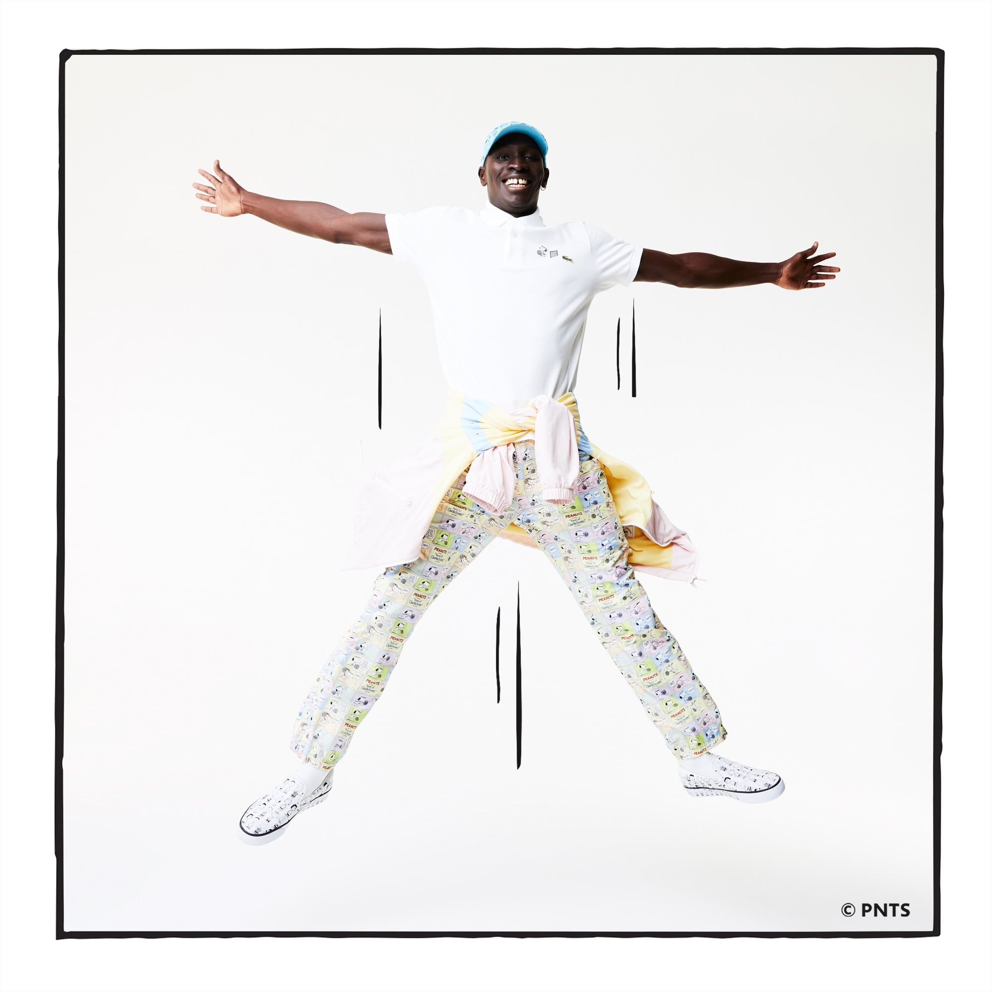 Lacoste X Peanuts Erkek Relaxed Fit Desenli Beyaz Polo