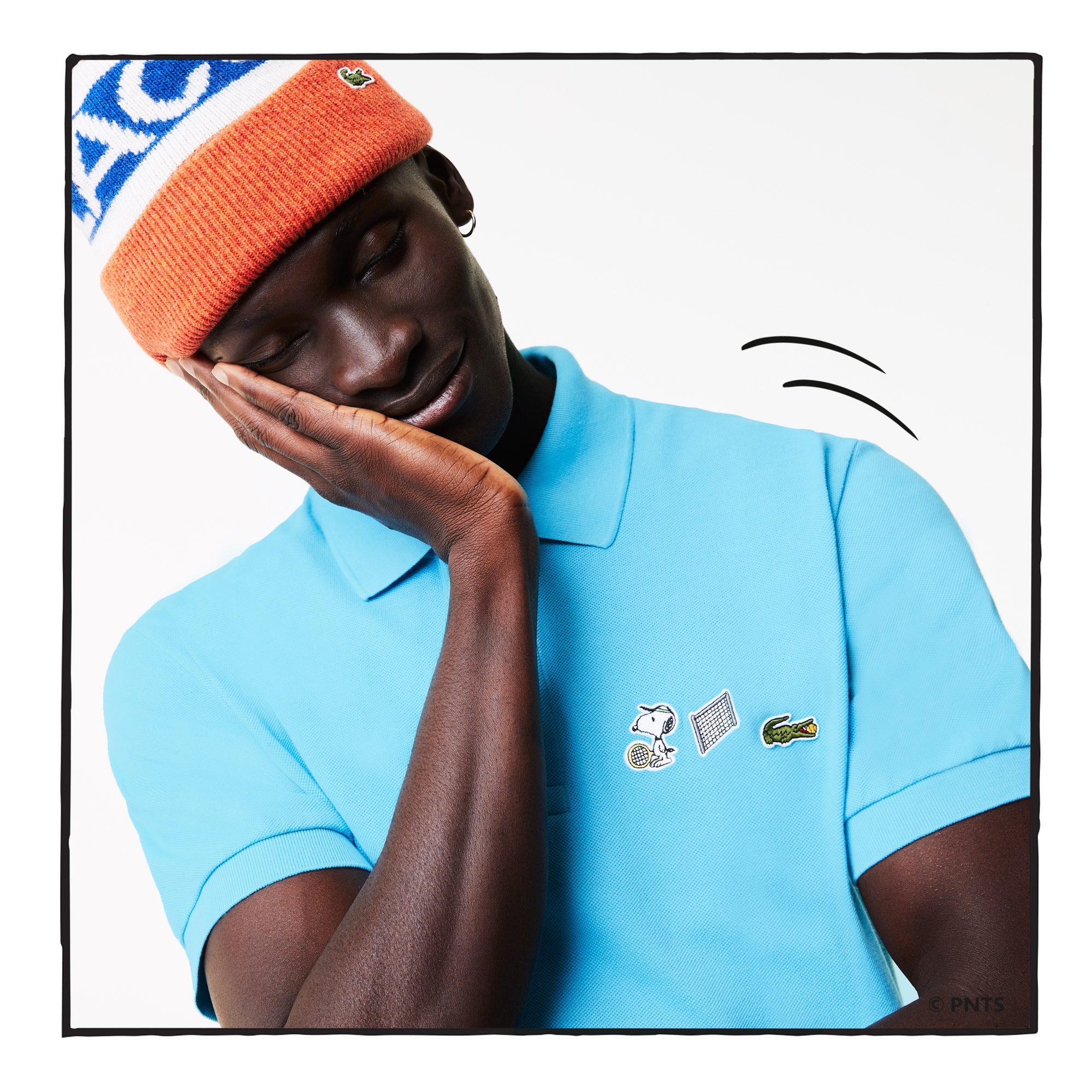 Lacoste X Peanuts Erkek Relaxed Fit Desenli Mavi Polo