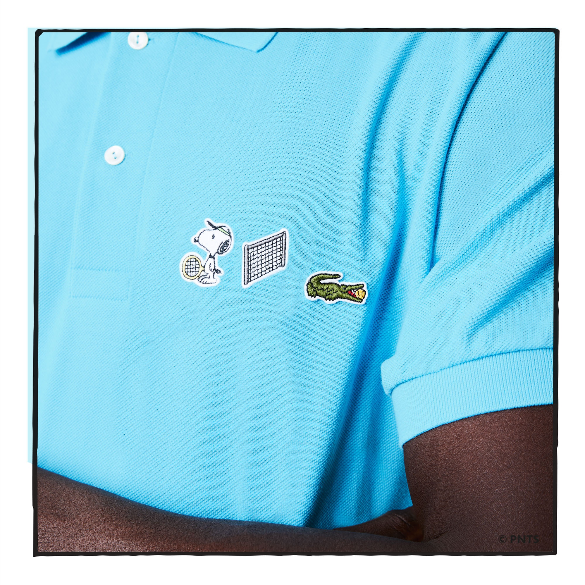 Lacoste X Peanuts Erkek Relaxed Fit Desenli Mavi Polo