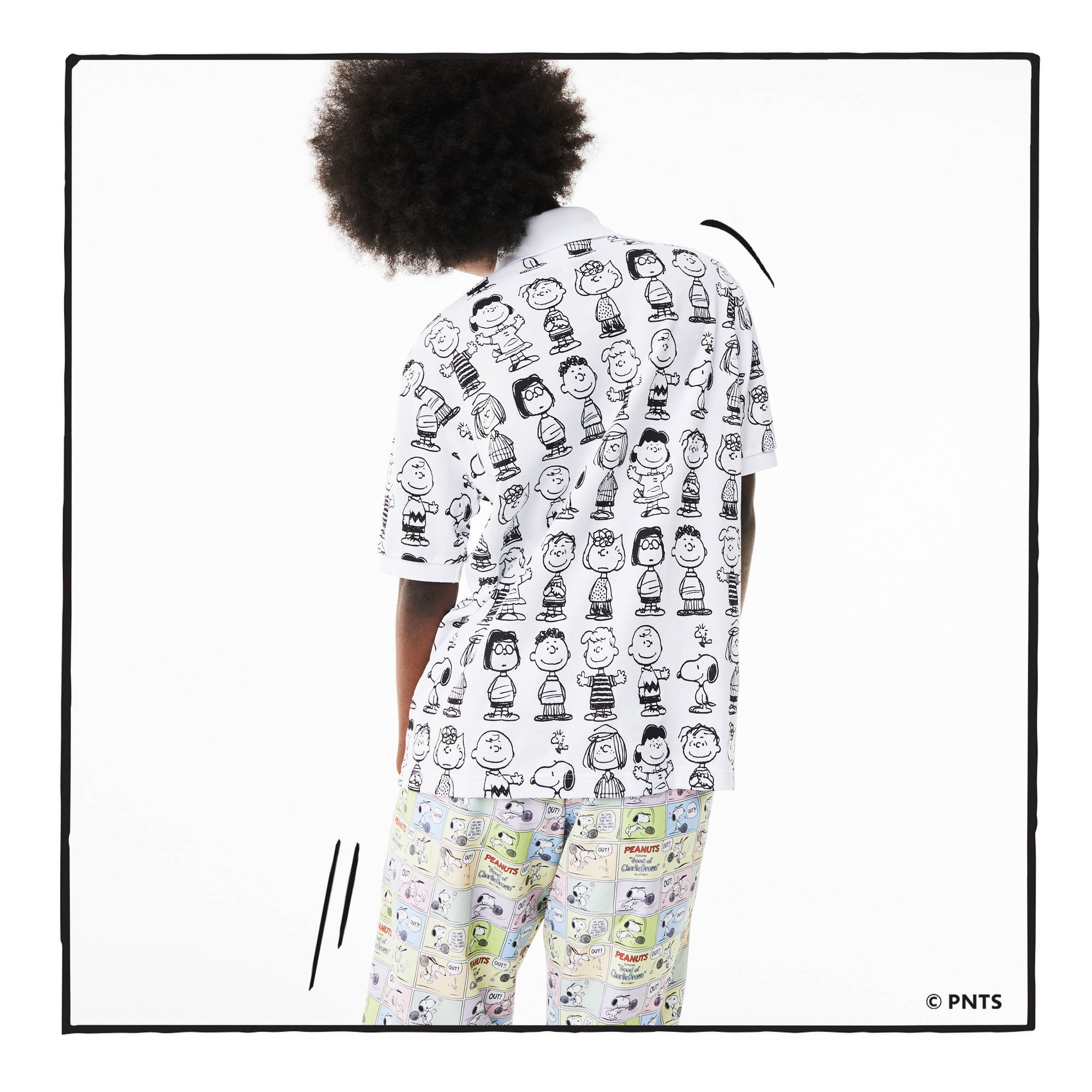 Lacoste X Peanuts Unisex Loose Fit Desenli Beyaz Polo