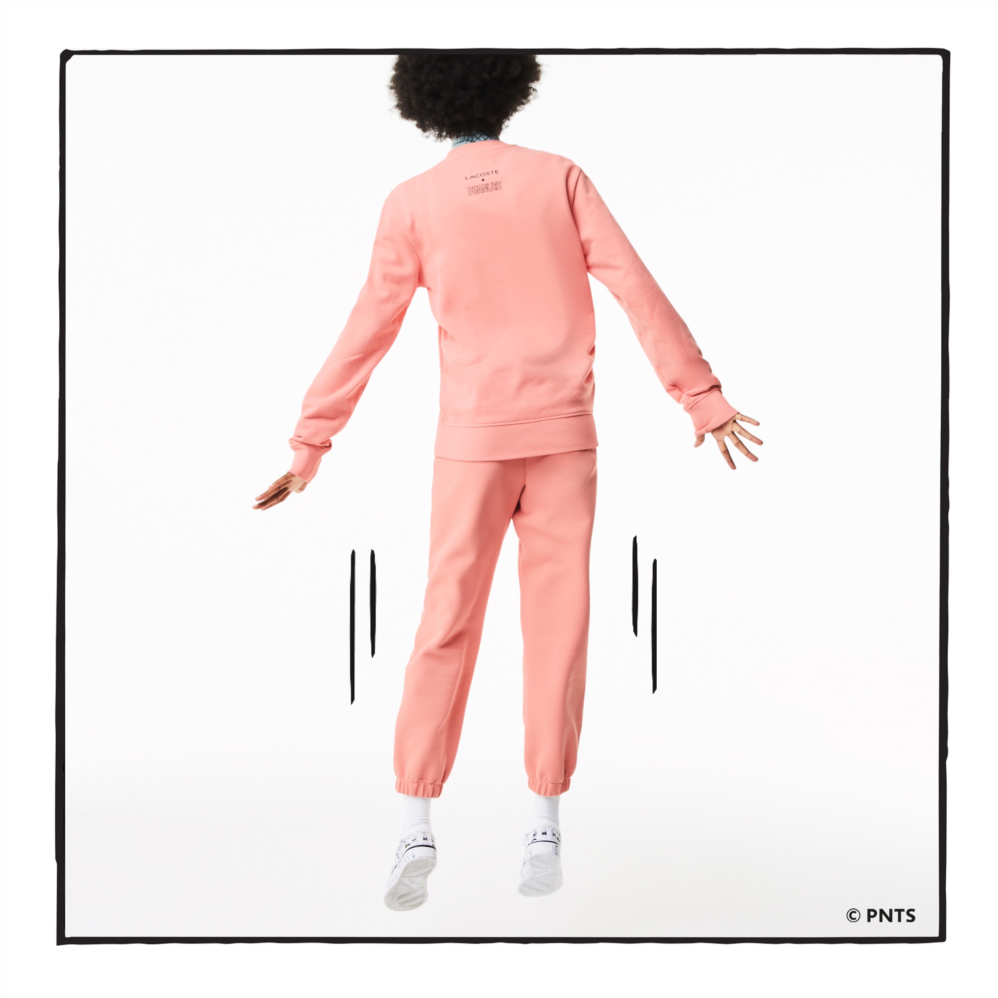 Lacoste X Peanuts Unisex Classic Fit Bisiklet Yaka Desenli Pembe Sweatshirt