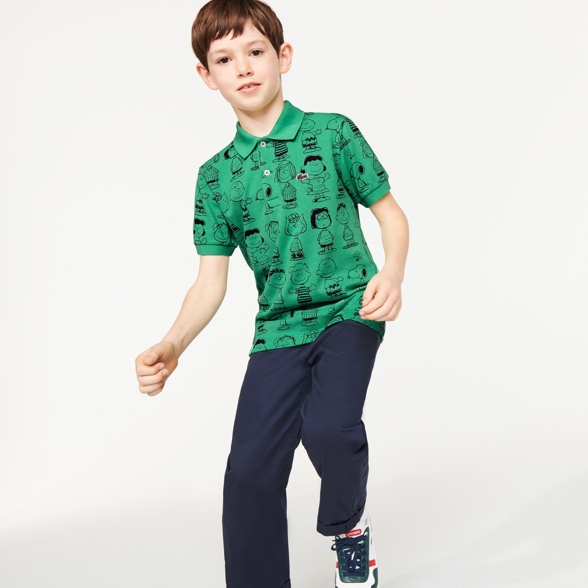 Lacoste X Peanuts Erkek Çocuk Regular Fit Baskılı Yeşil Polo
