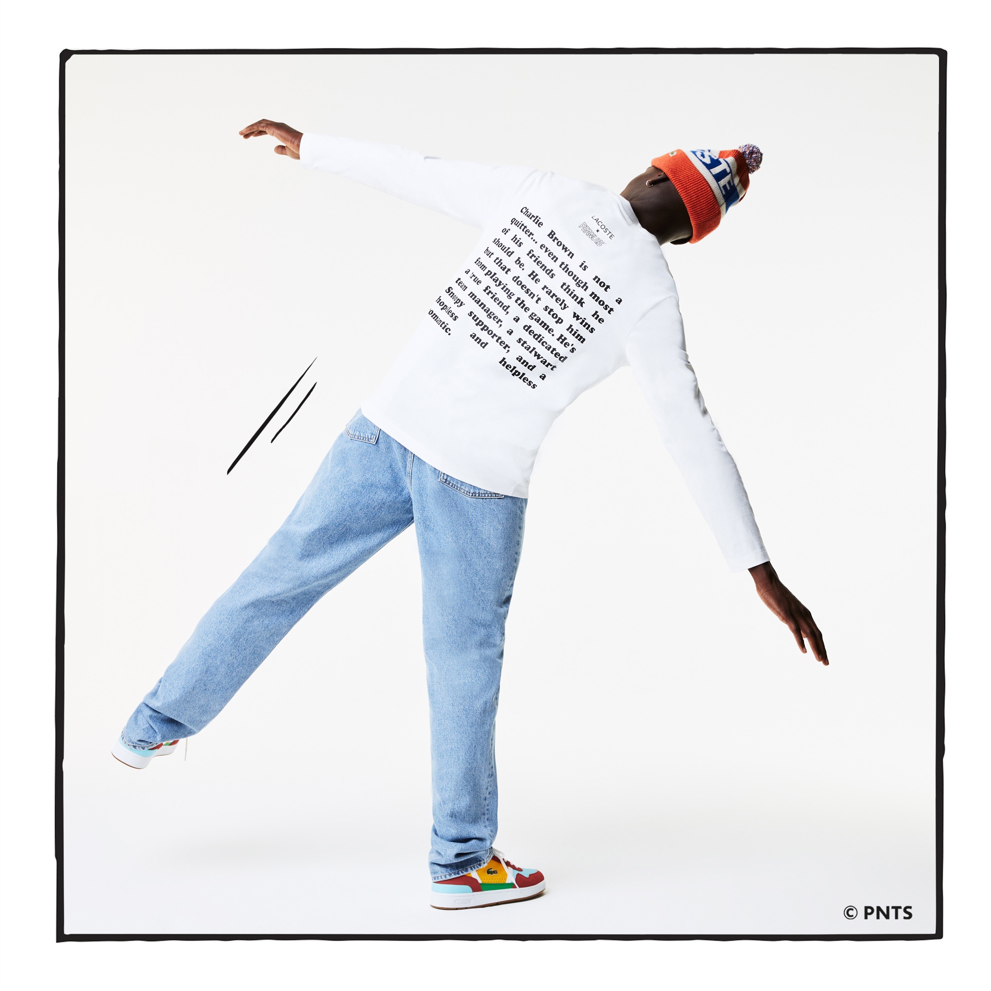 Lacoste X Peanuts Erkek Regular Fit Uzun Kollu Bisiklet Yaka Baskılı Beyaz T-Shirt