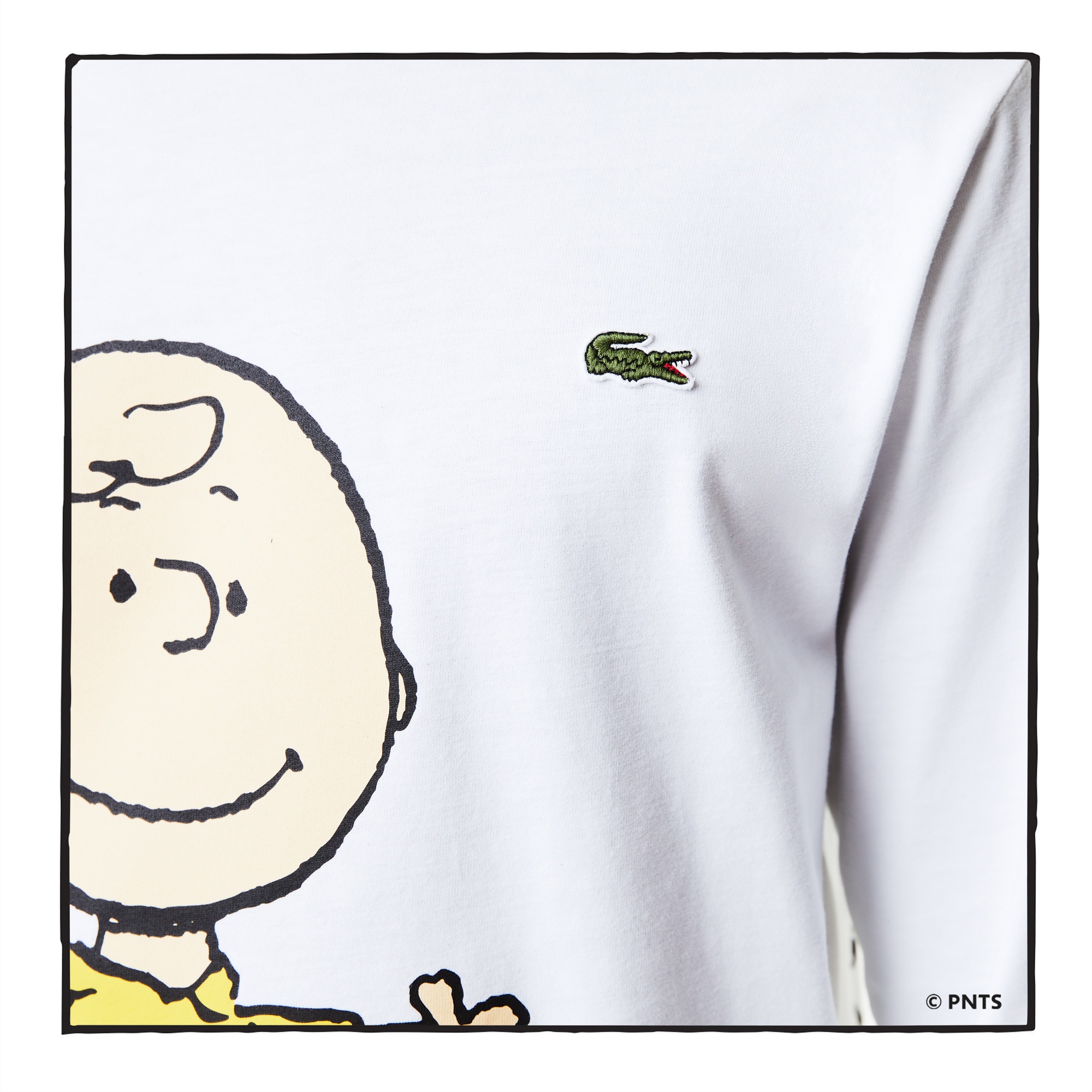 Lacoste X Peanuts Erkek Regular Fit Uzun Kollu Bisiklet Yaka Baskılı Beyaz T-Shirt