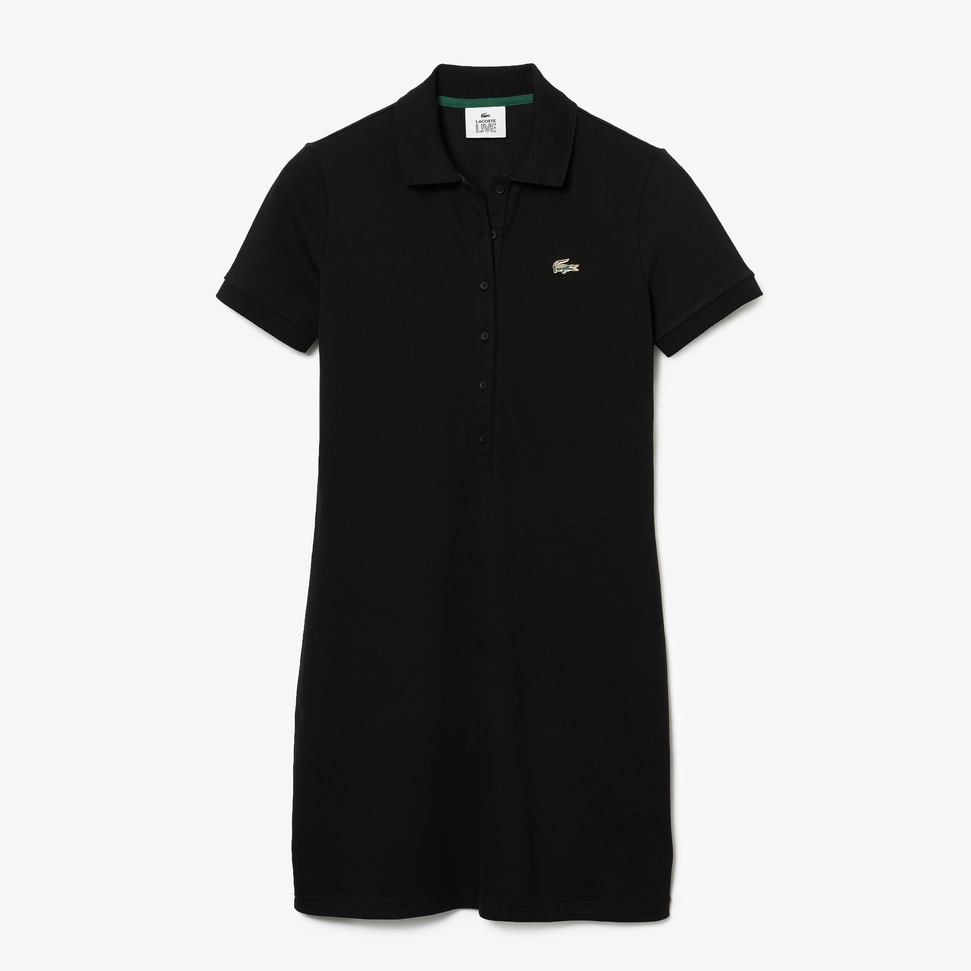 Lacoste L!VE Kadın Regular Fit Kısa Kollu Polo Yaka Siyah Elbise
