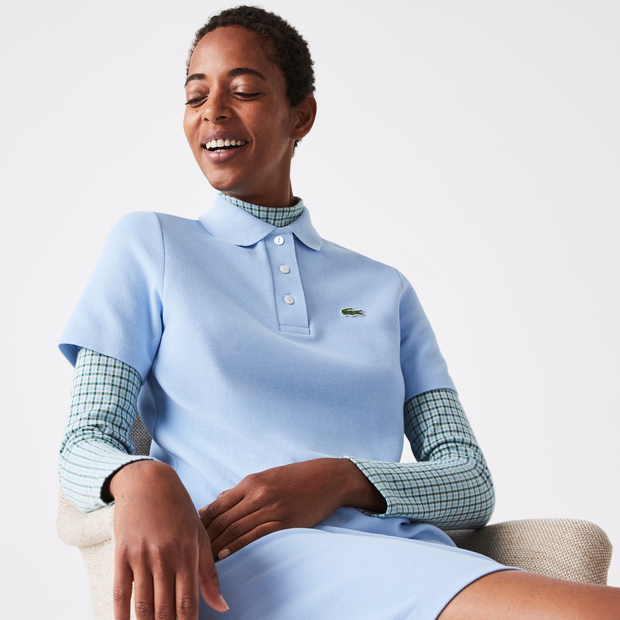 Lacoste Kadın Regular Fit Kısa Kollu Polo Yaka Mavi Elbise