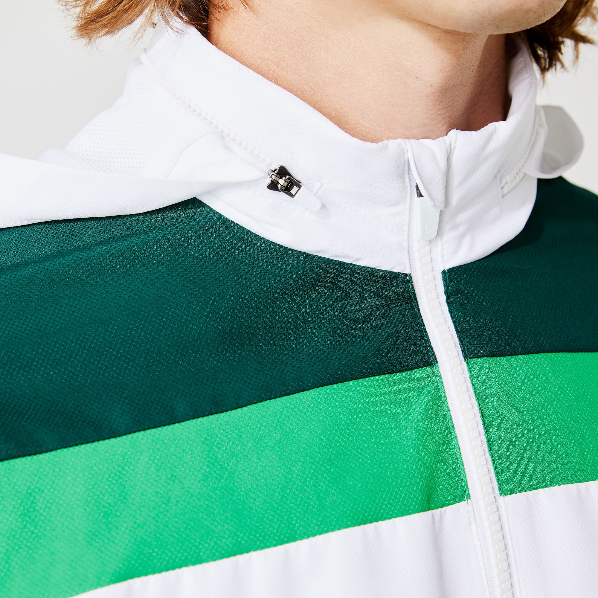 Lacoste SPORT Erkek Regular Fit Kapüşonlu Renk Bloklu Beyaz Eşofman Takımı
