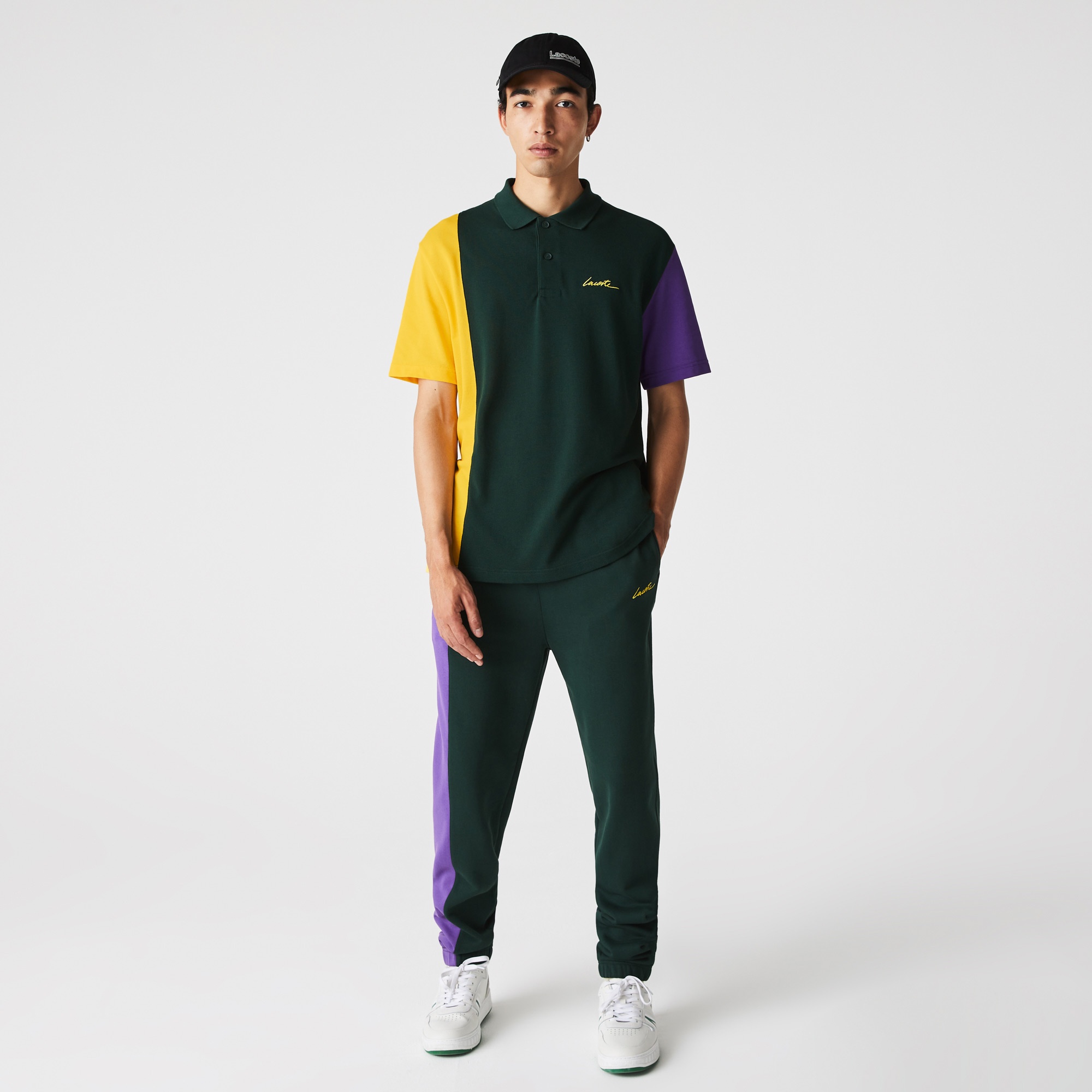 Lacoste L!VE Unisex Loose Fit Renk Bloklu Renkli Polo
