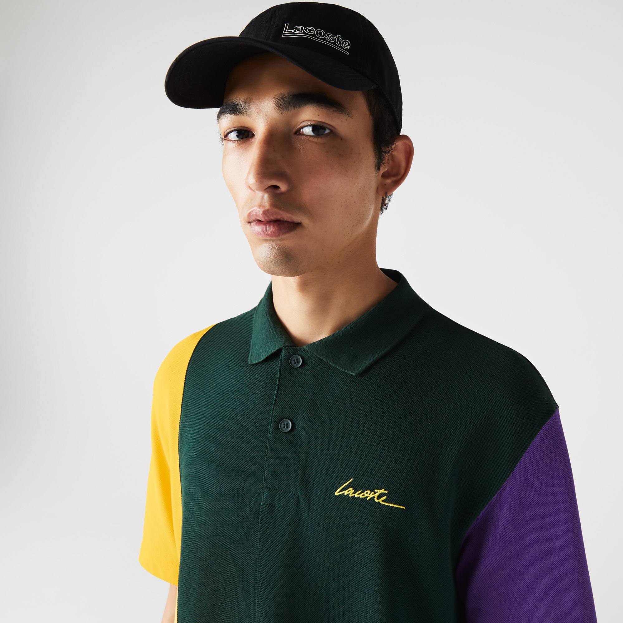 Lacoste L!VE Unisex Loose Fit Renk Bloklu Renkli Polo