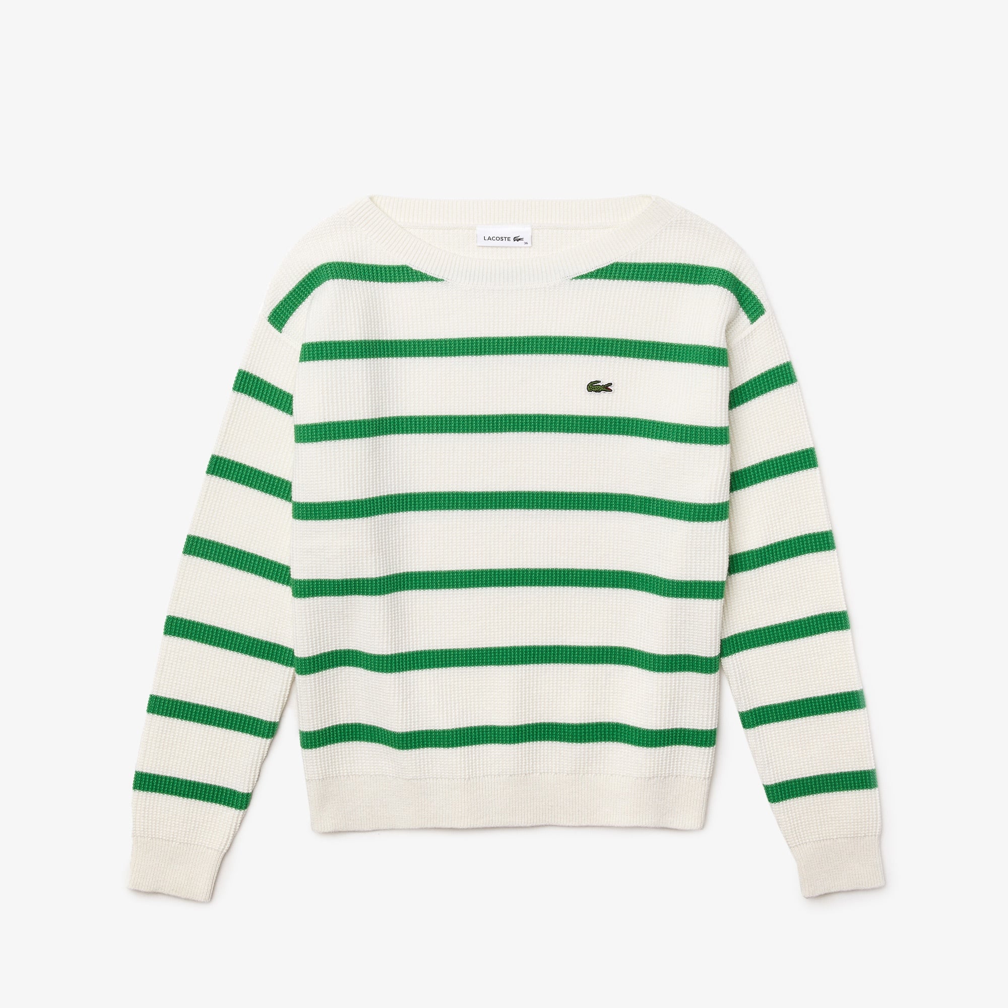 Lacoste Kadın Bisiklet Yaka Çizgili Beyaz Kazak