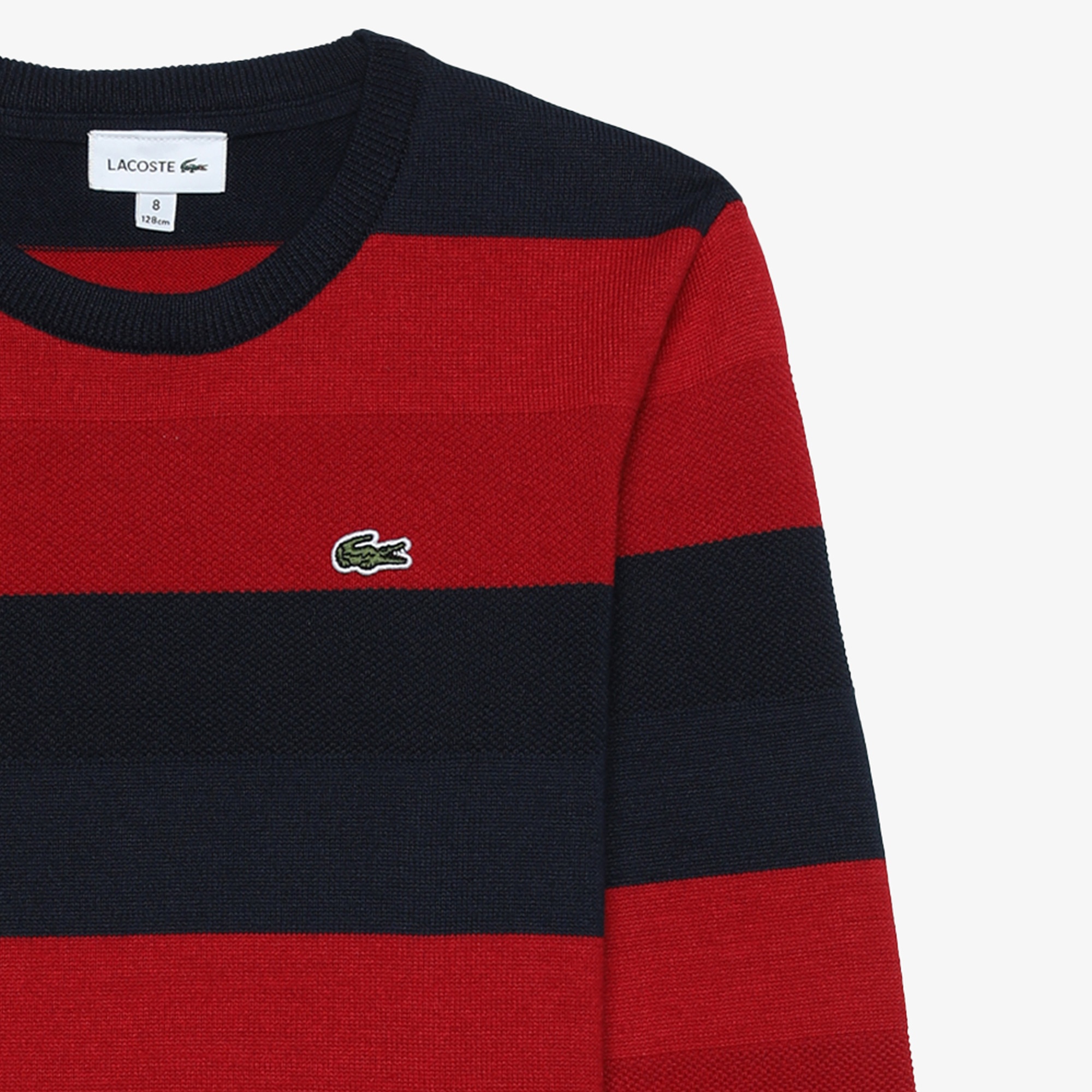 Lacoste Erkek Çocuk  Bisiklet Yaka Çizgili Lacivert Kazak