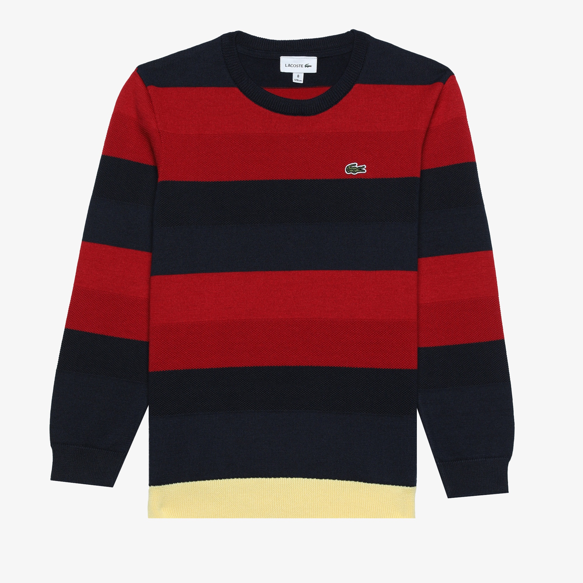 Lacoste Erkek Çocuk  Bisiklet Yaka Çizgili Lacivert Kazak