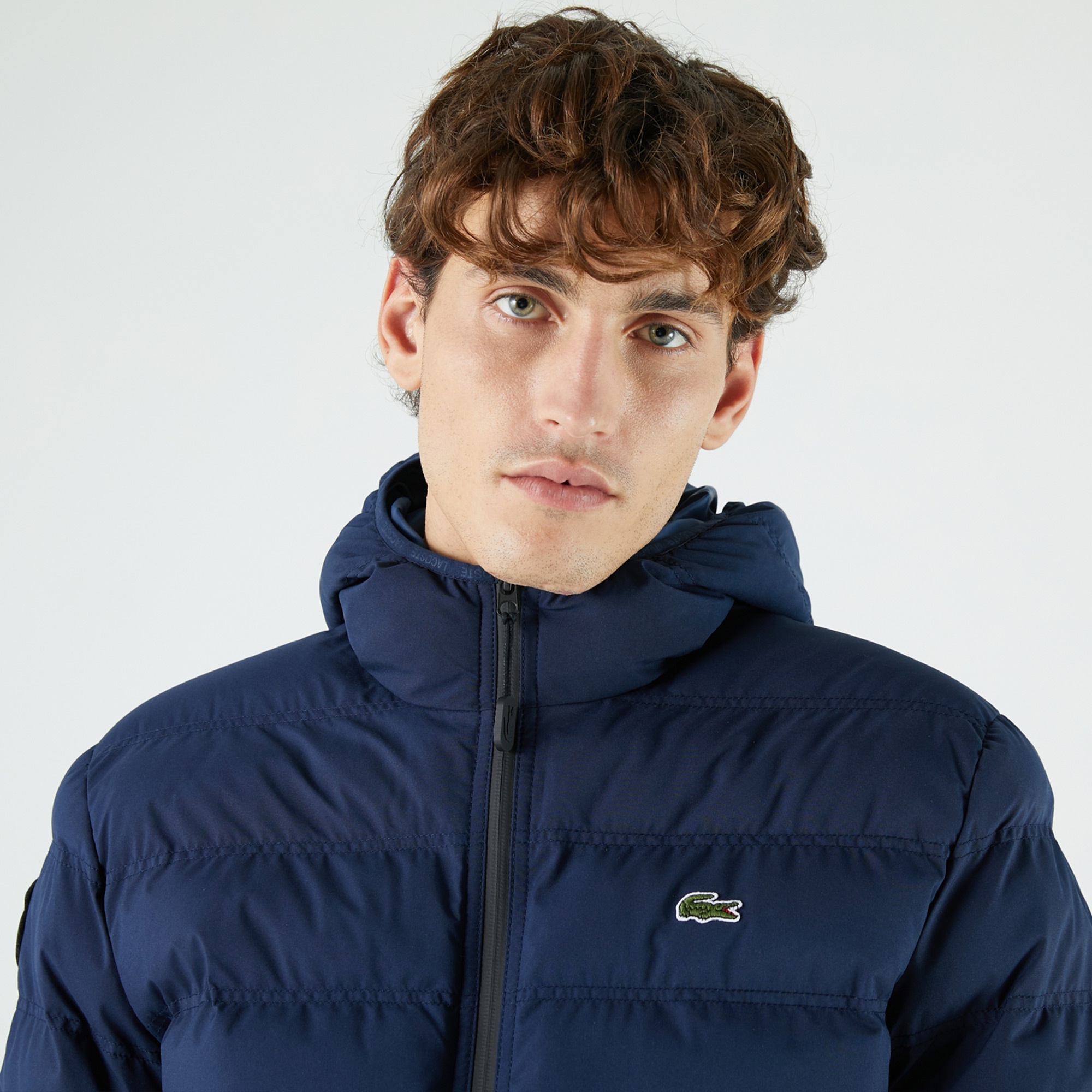 Lacoste Erkek Kapüşonlu Kapitone Mavi Mont