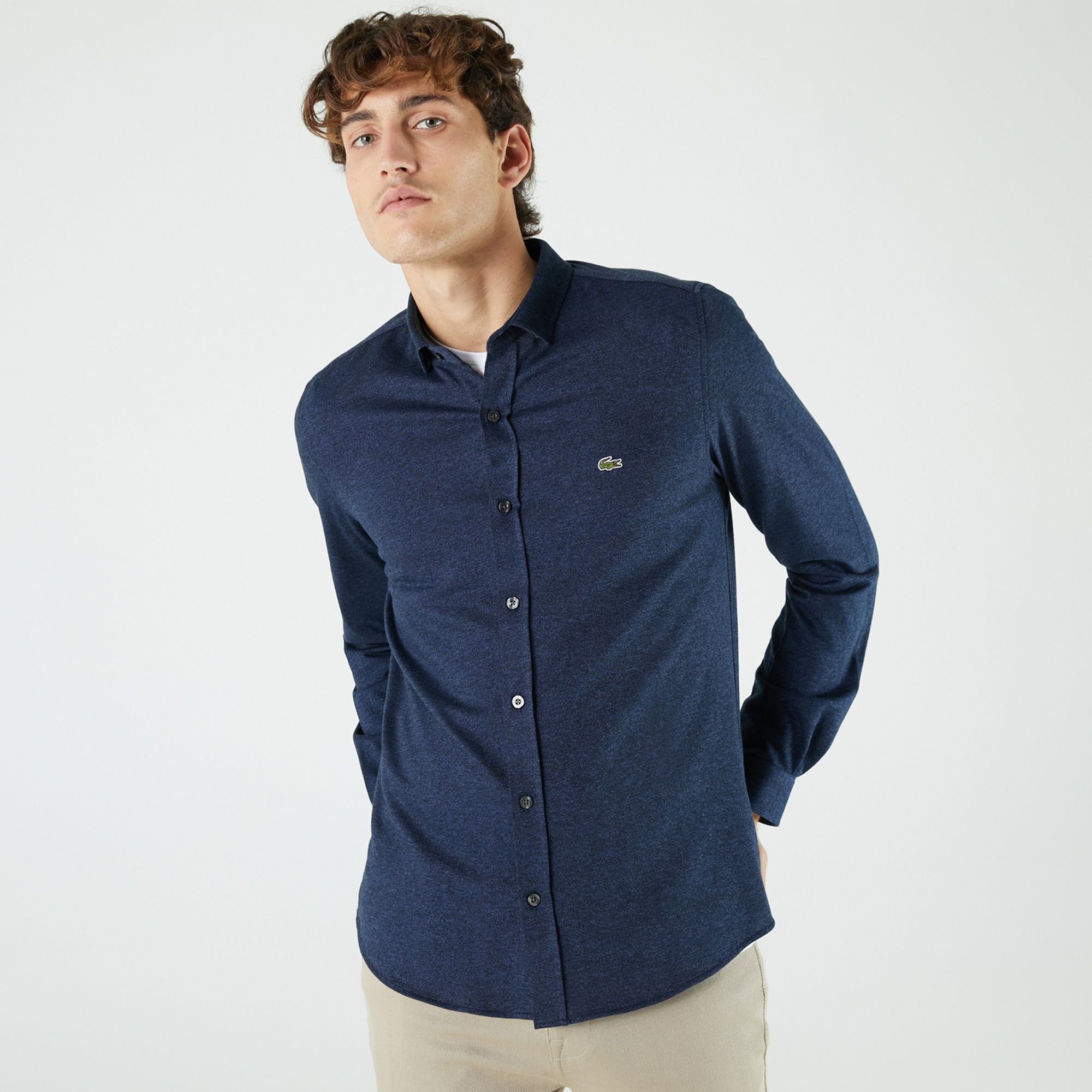 Lacoste Erkek Slim Fit Lacivert Gömlek