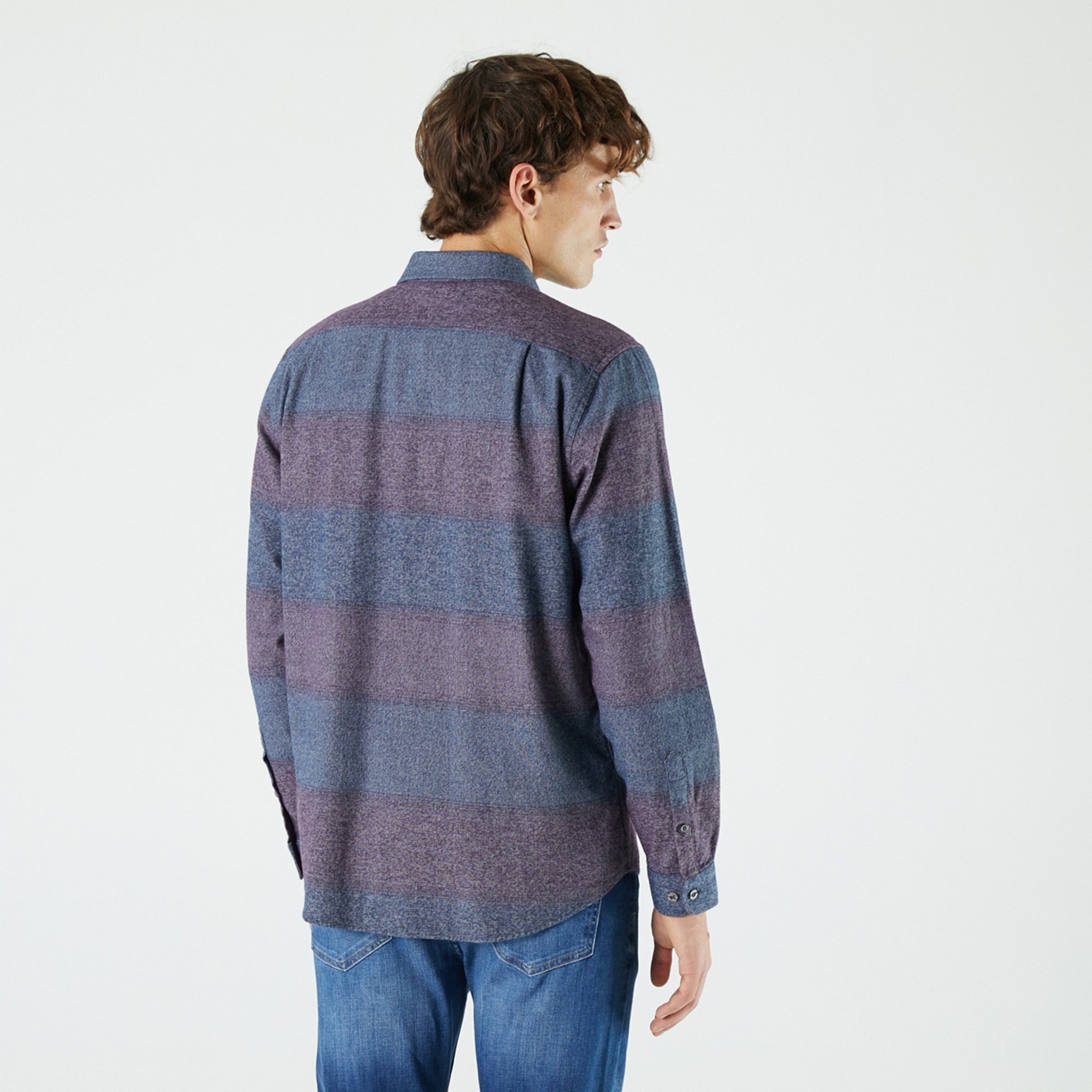 Lacoste Erkek Regular Fit Çizgili Lacivert Gömlek