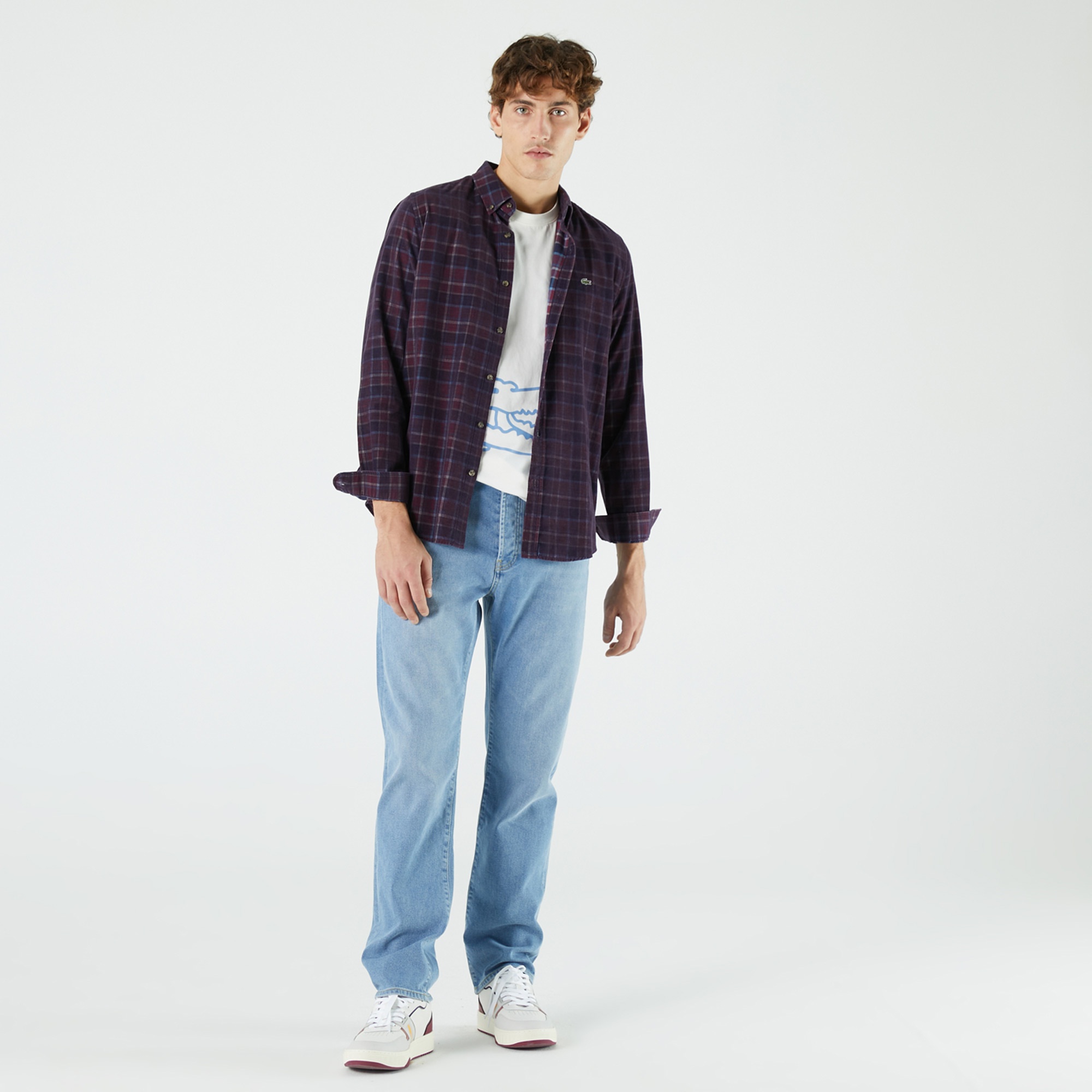 Lacoste Erkek Slim Fit Ekose Renkli Gömlek