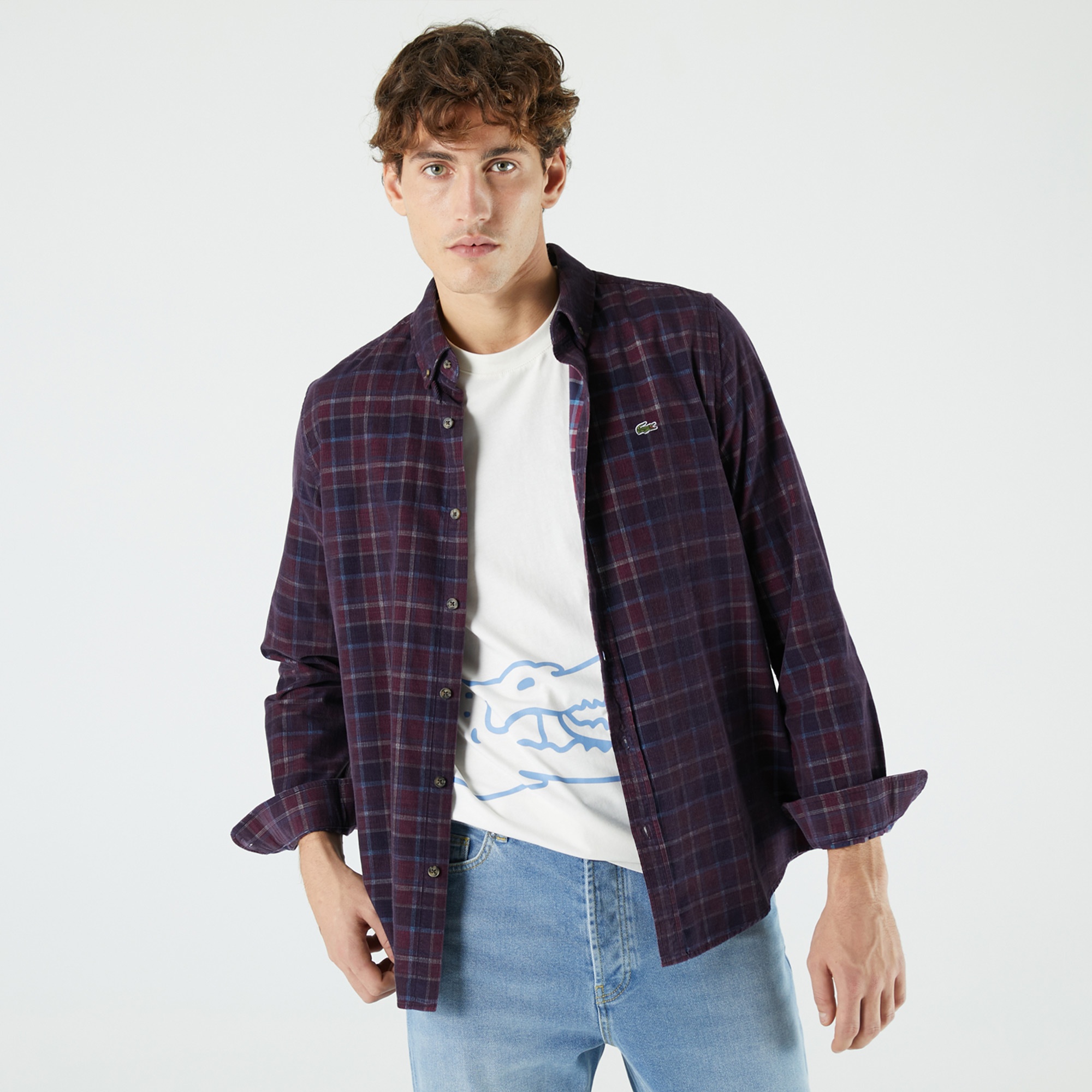 Lacoste Erkek Slim Fit Ekose Renkli Gömlek