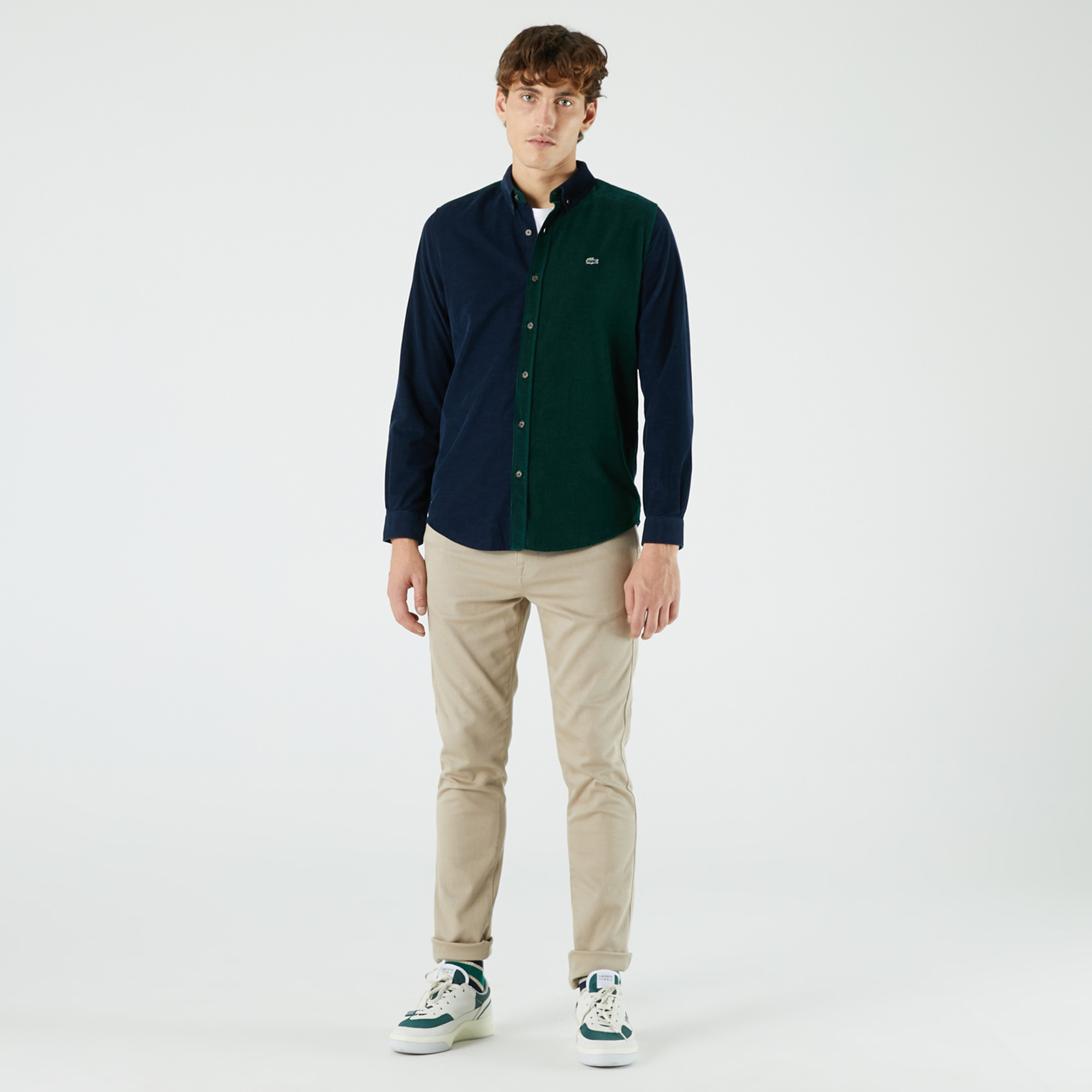 Lacoste Erkek Slim Fit Renk Bloklu Renkli Gömlek