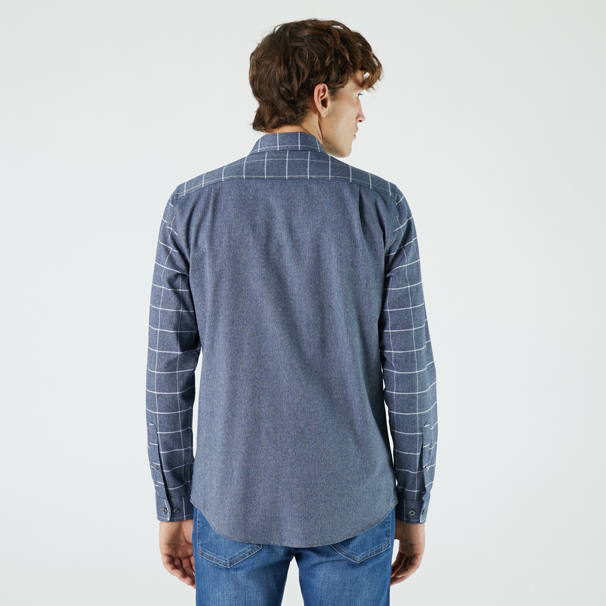 Lacoste Erkek Slim Fit Ekose Lacivert Gömlek