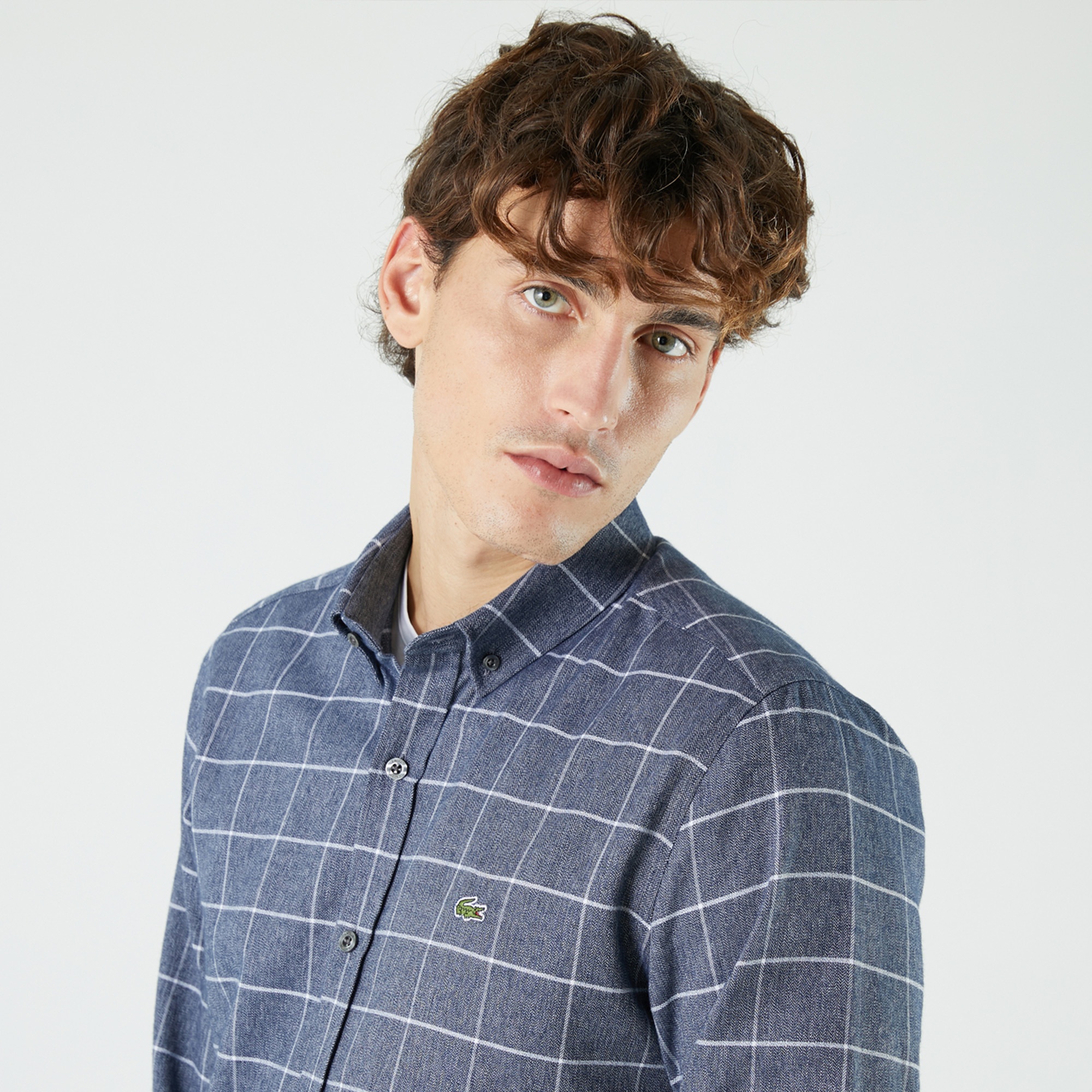 Lacoste Erkek Slim Fit Ekose Lacivert Gömlek