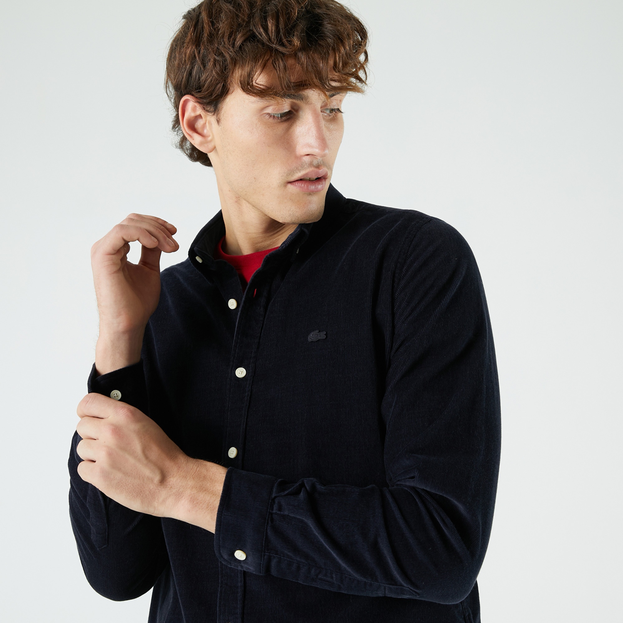 Lacoste Erkek Slim Fit Lacivert Kadife Gömlek