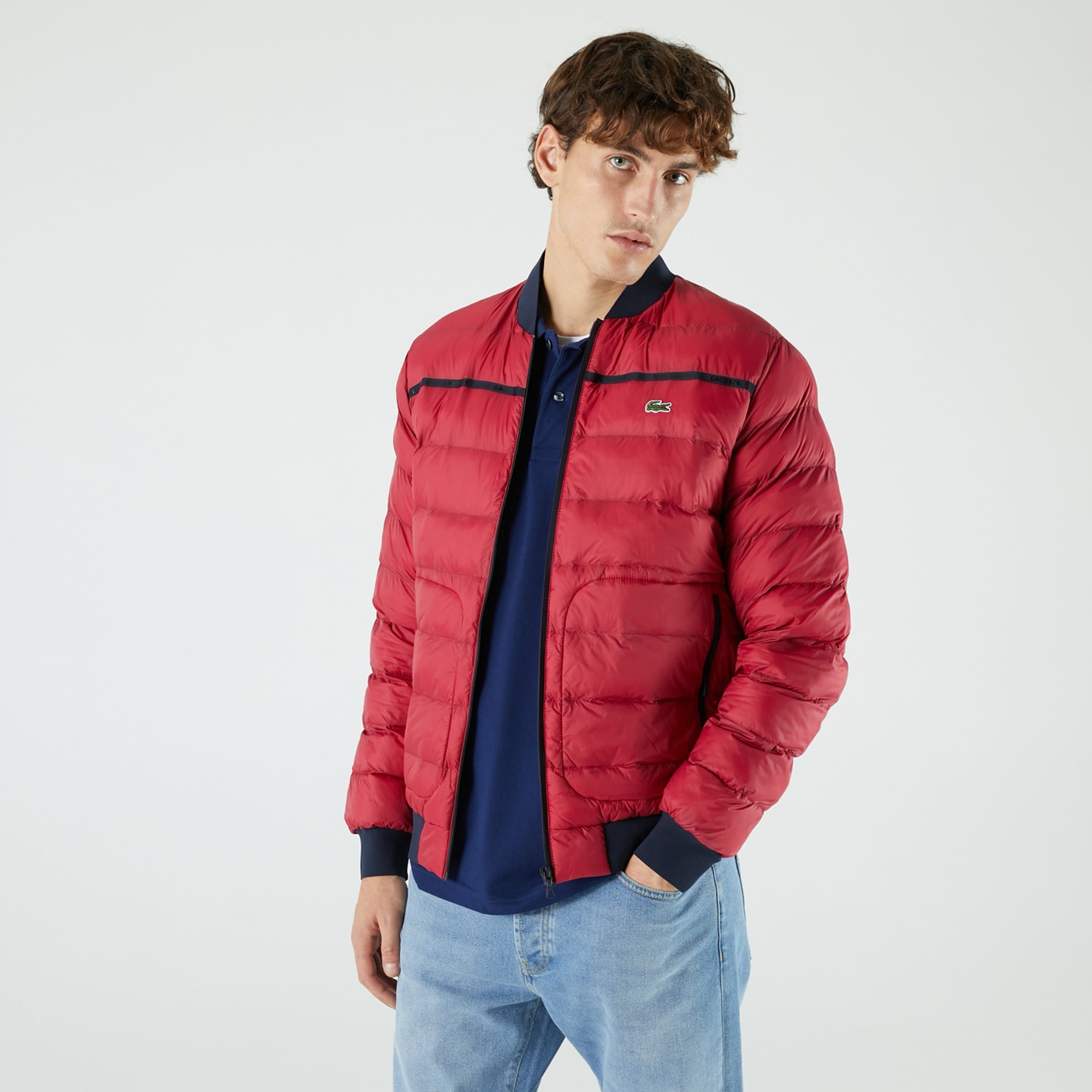 Lacoste Erkek Kapitone Koyu Kırmızı Mont