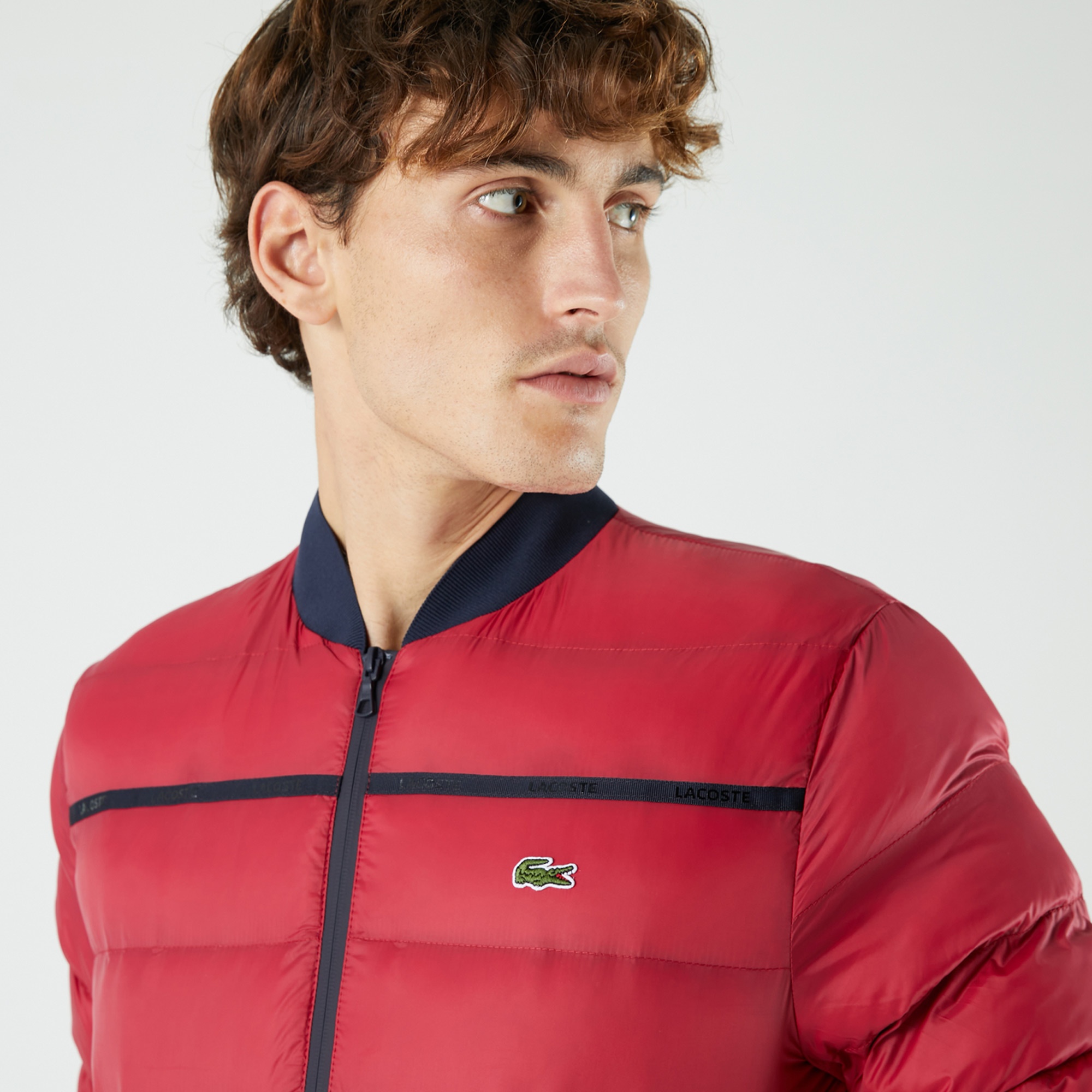 Lacoste Erkek Kapitone Koyu Kırmızı Mont