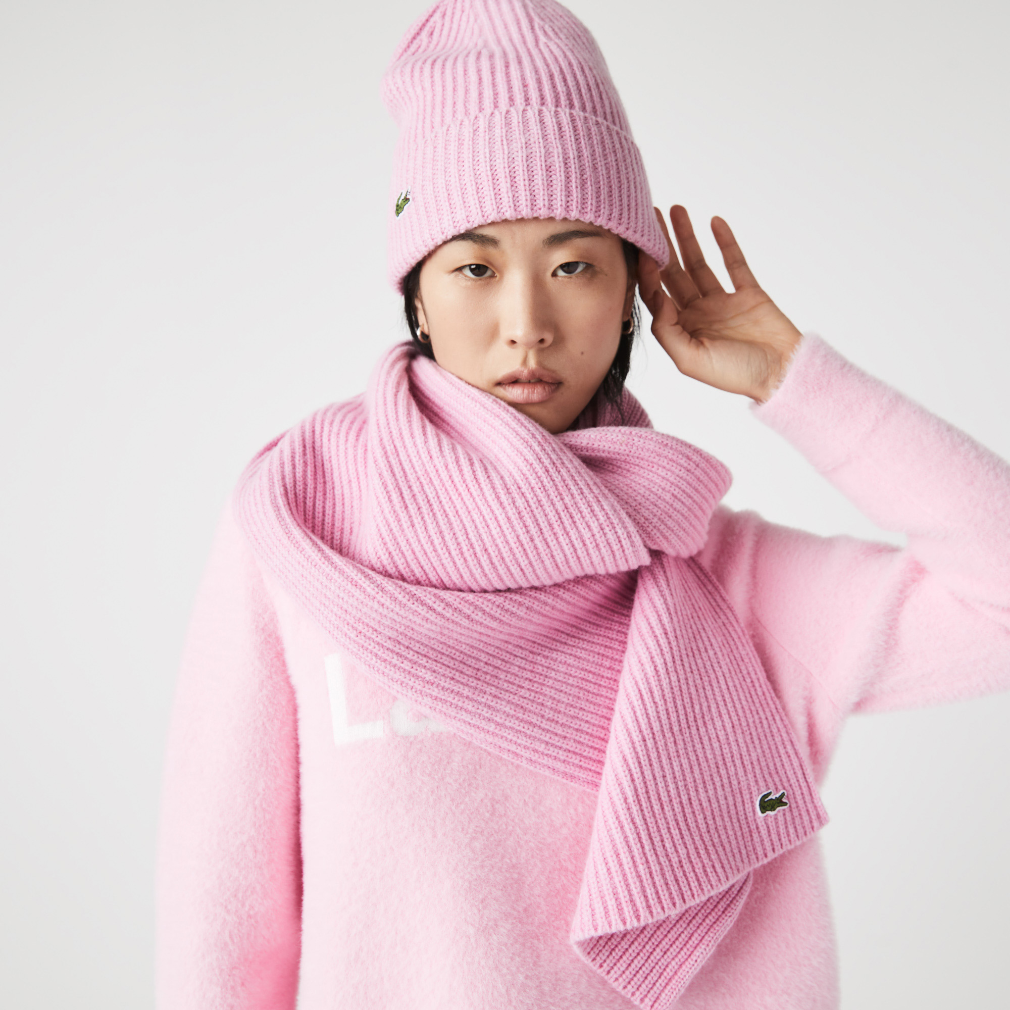Lacoste Kadın Yün Pembe Atkı