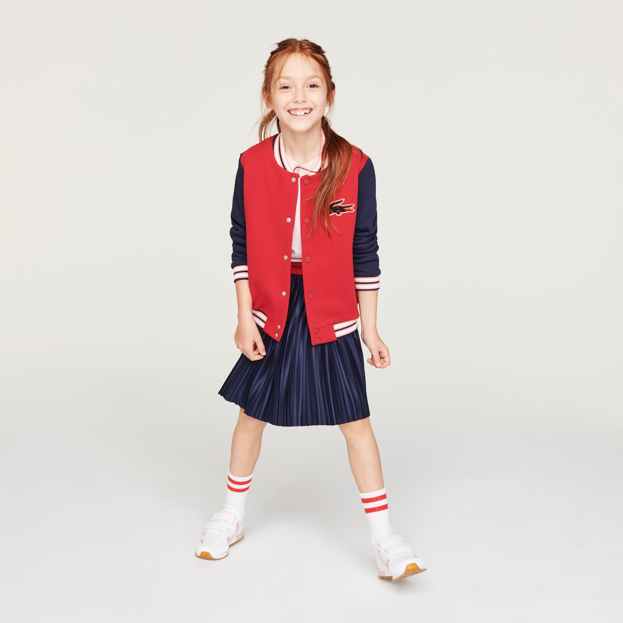 Lacoste Kız Çocuk Hakim Yaka Renk Bloklu Kırmızı Sweatshirt