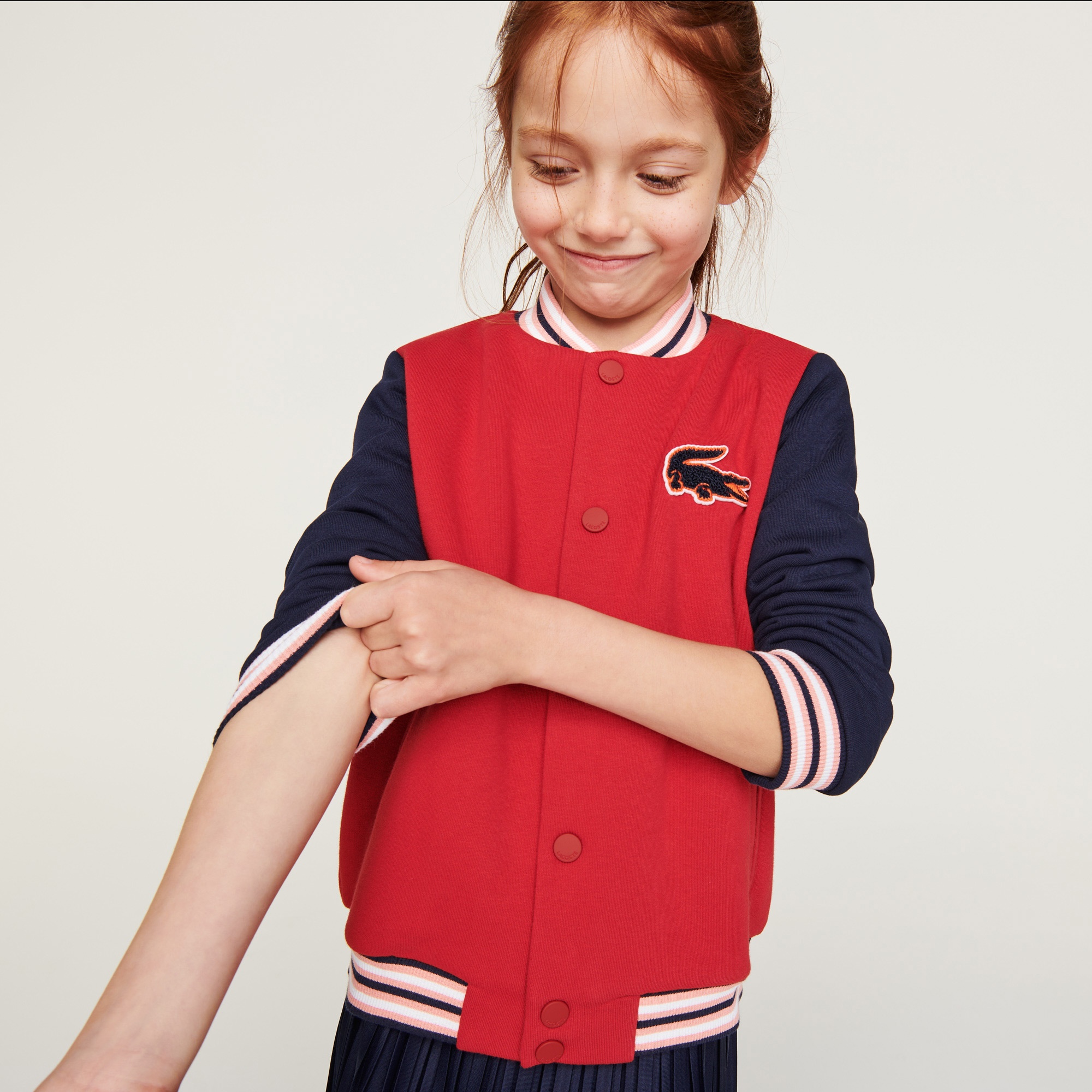 Lacoste Kız Çocuk Hakim Yaka Renk Bloklu Kırmızı Sweatshirt