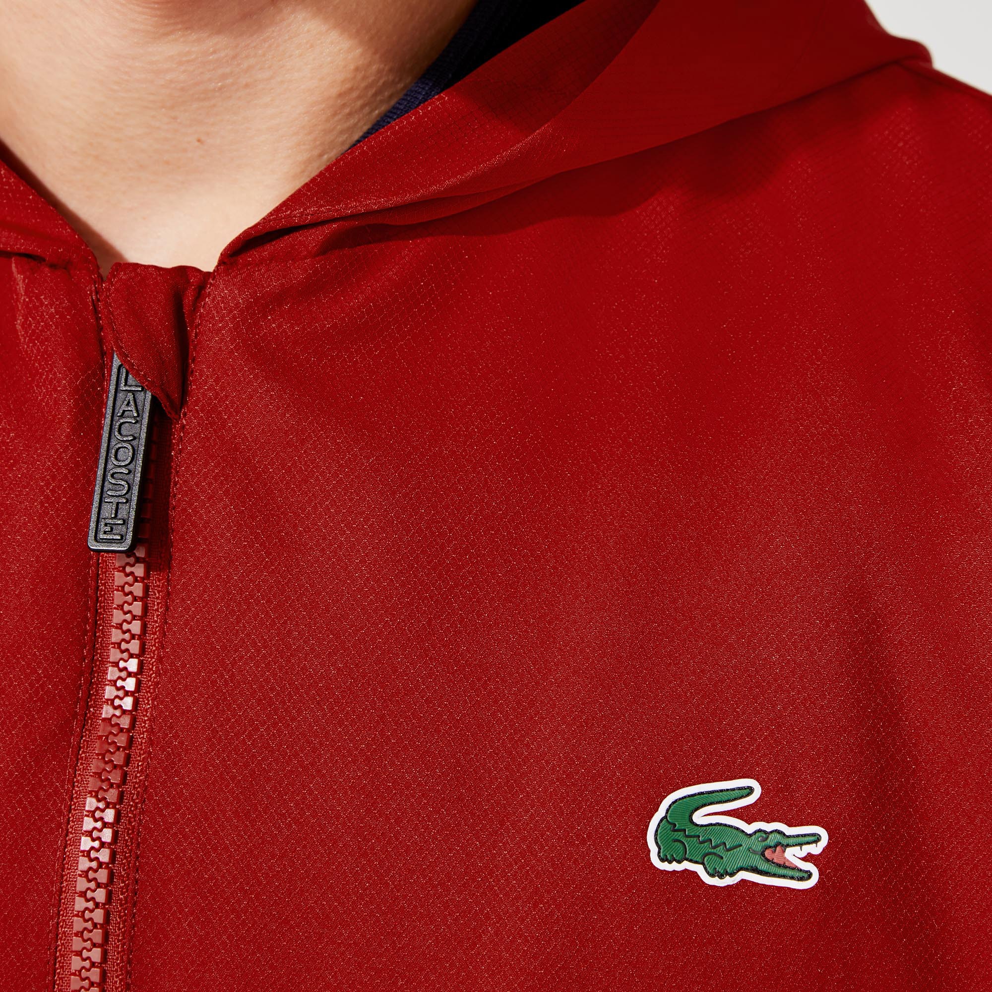 Lacoste SPORT Erkek Regular Fit Kapüşonlu Renk Bloklu Bordo Ceket