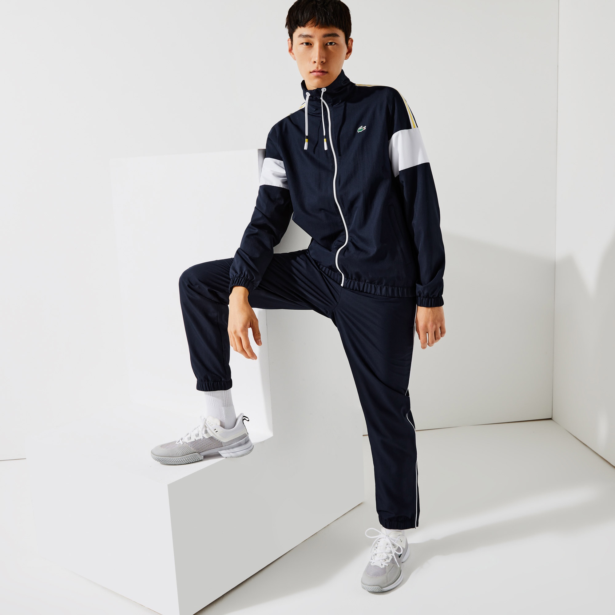 Lacoste SPORT Erkek Regular Fit Fermuarlı Renk Bloklu Lacivert Eşofman Takımı