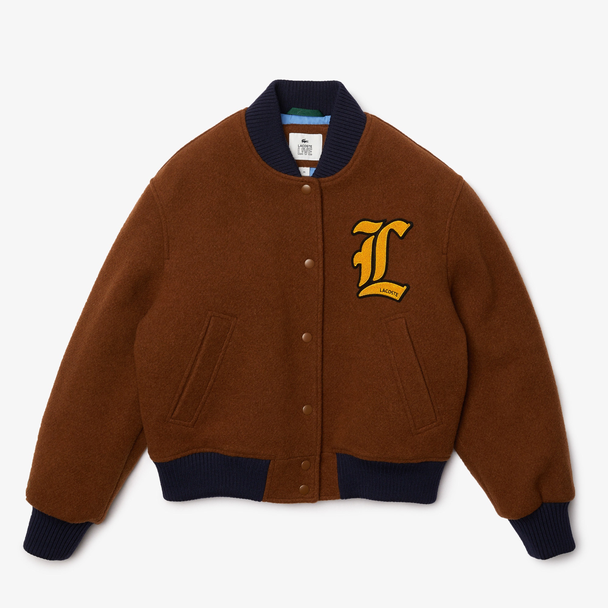 Lacoste L!VE Kadın Hakim Yaka Desenli Kahverengi Ceket