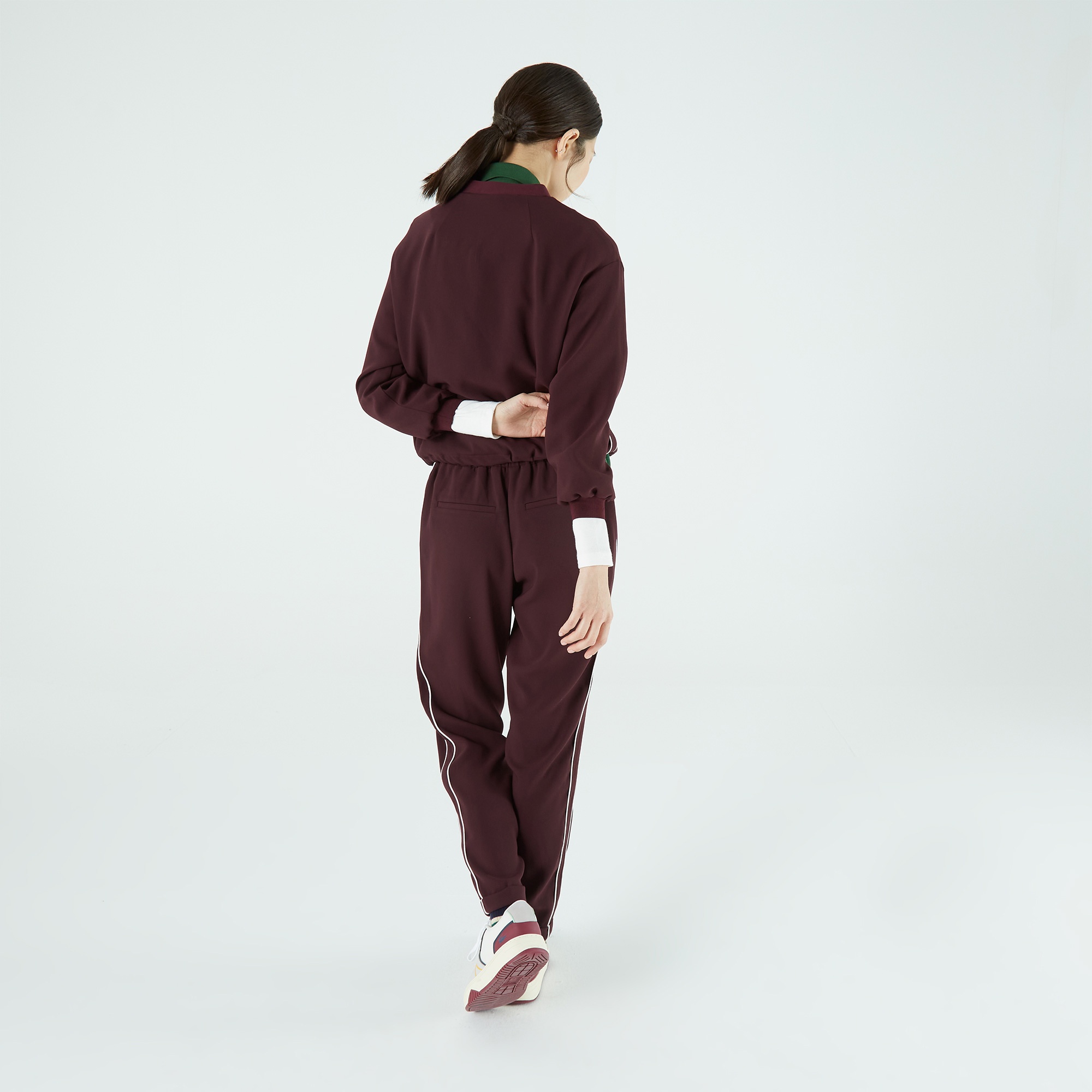Lacoste Kadın Loose Fit Fermuarlı Bordo Sweatshirt