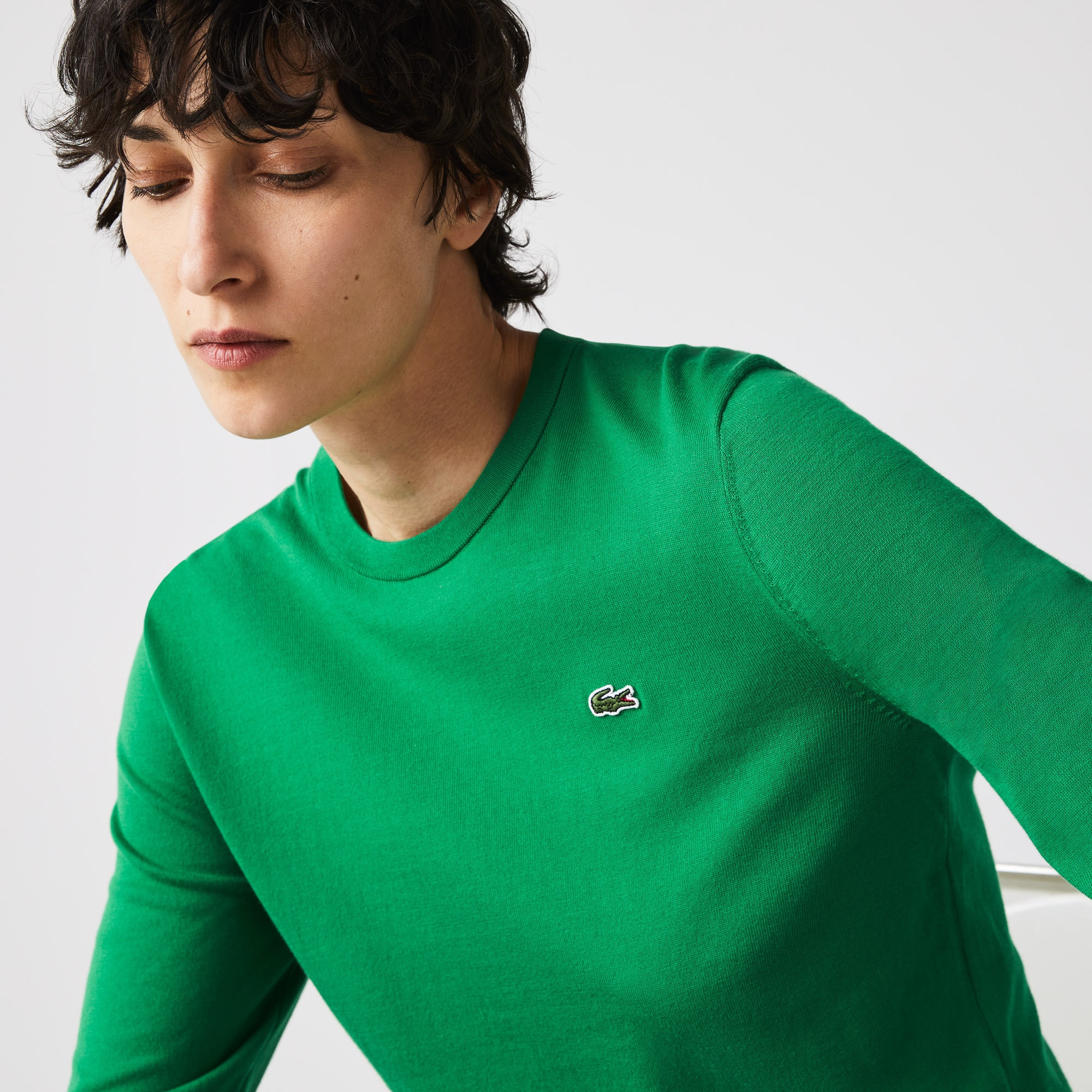 Lacoste Kadın Bisiklet Yaka Yeşil Kazak